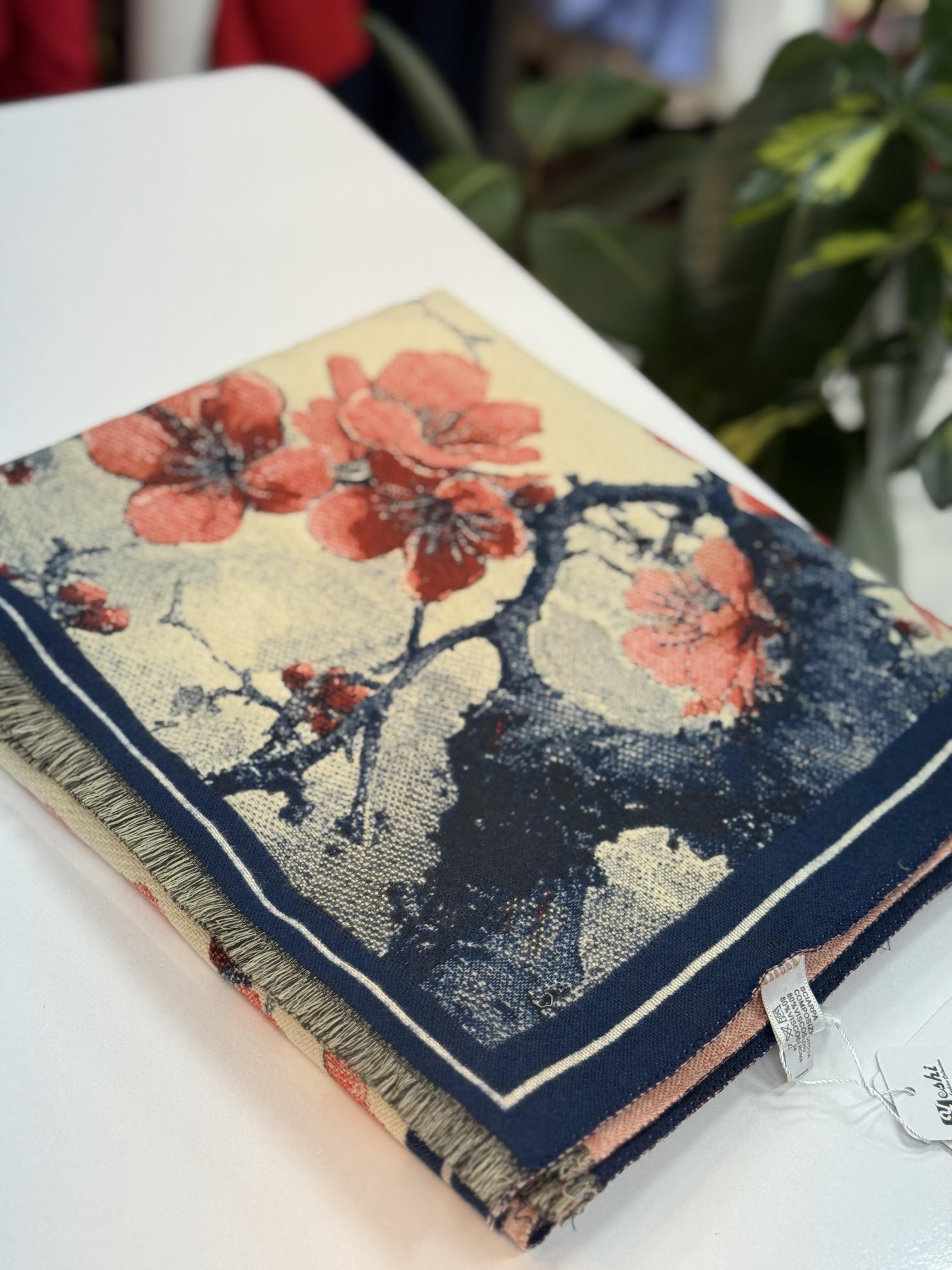 İthal Desenli  Kaşmir Şal Lacivert