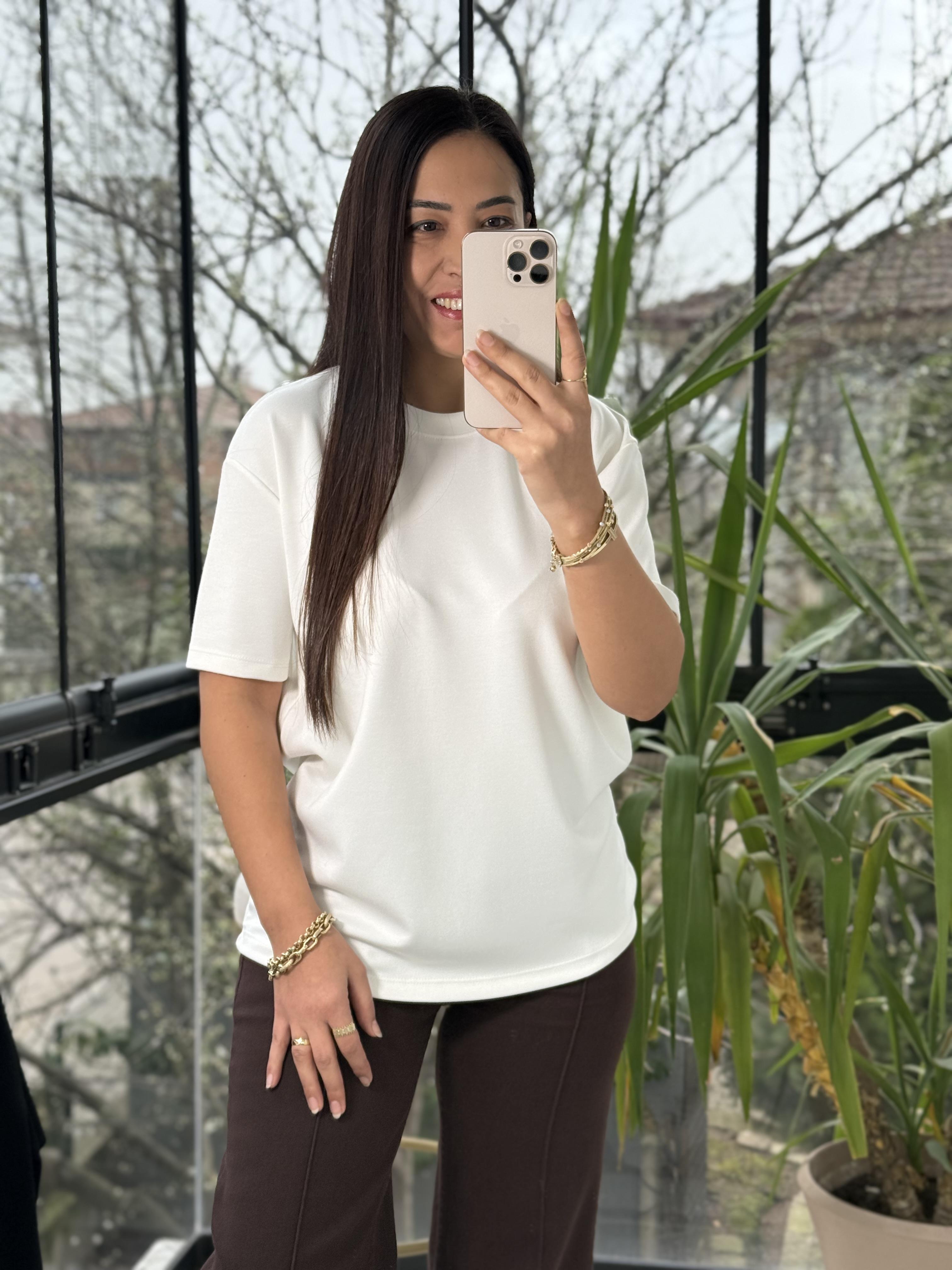 Oysh Modal Basic Tişört Beyaz