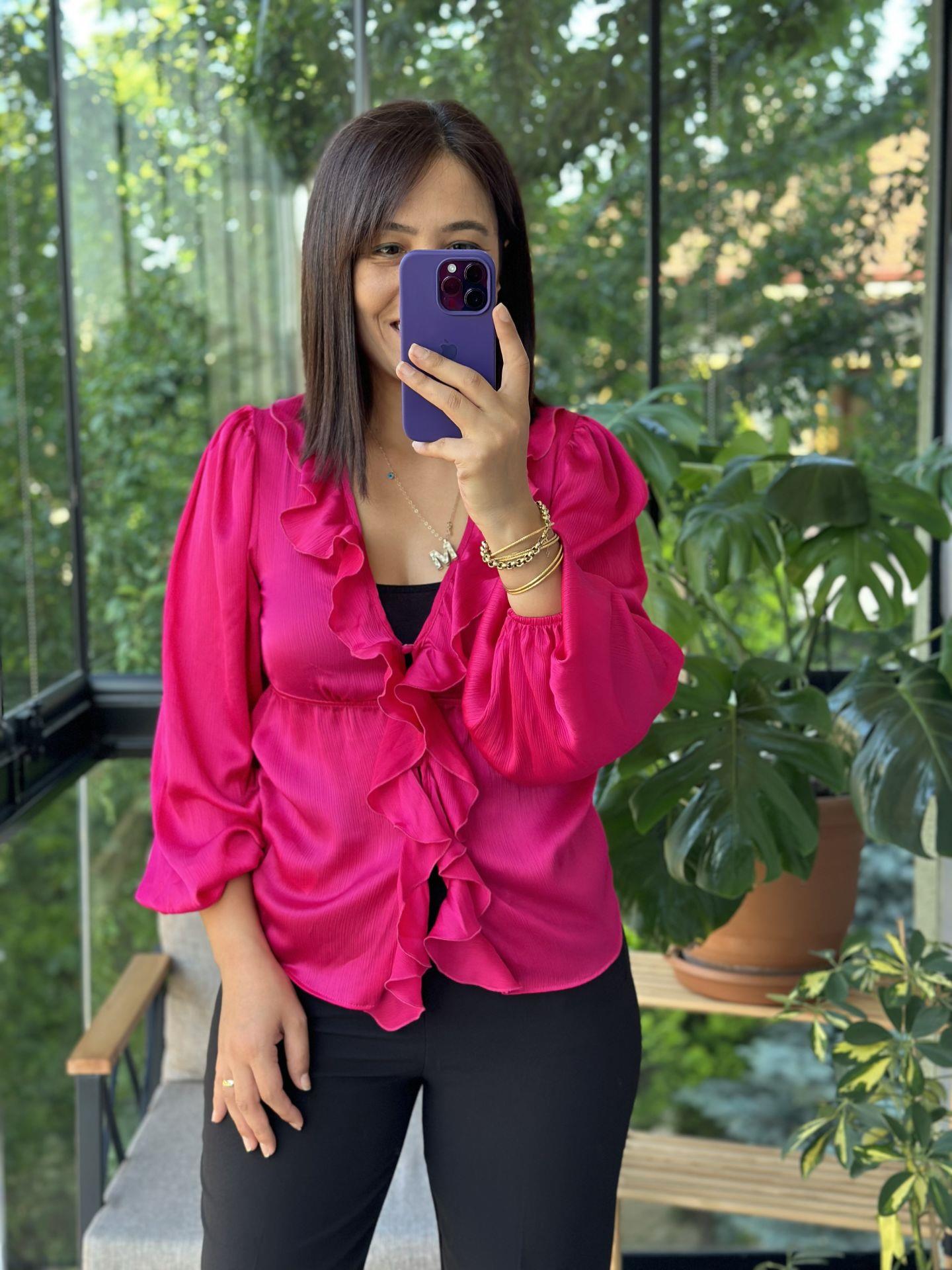 Fuşya ZRA Model Bluz Hırka