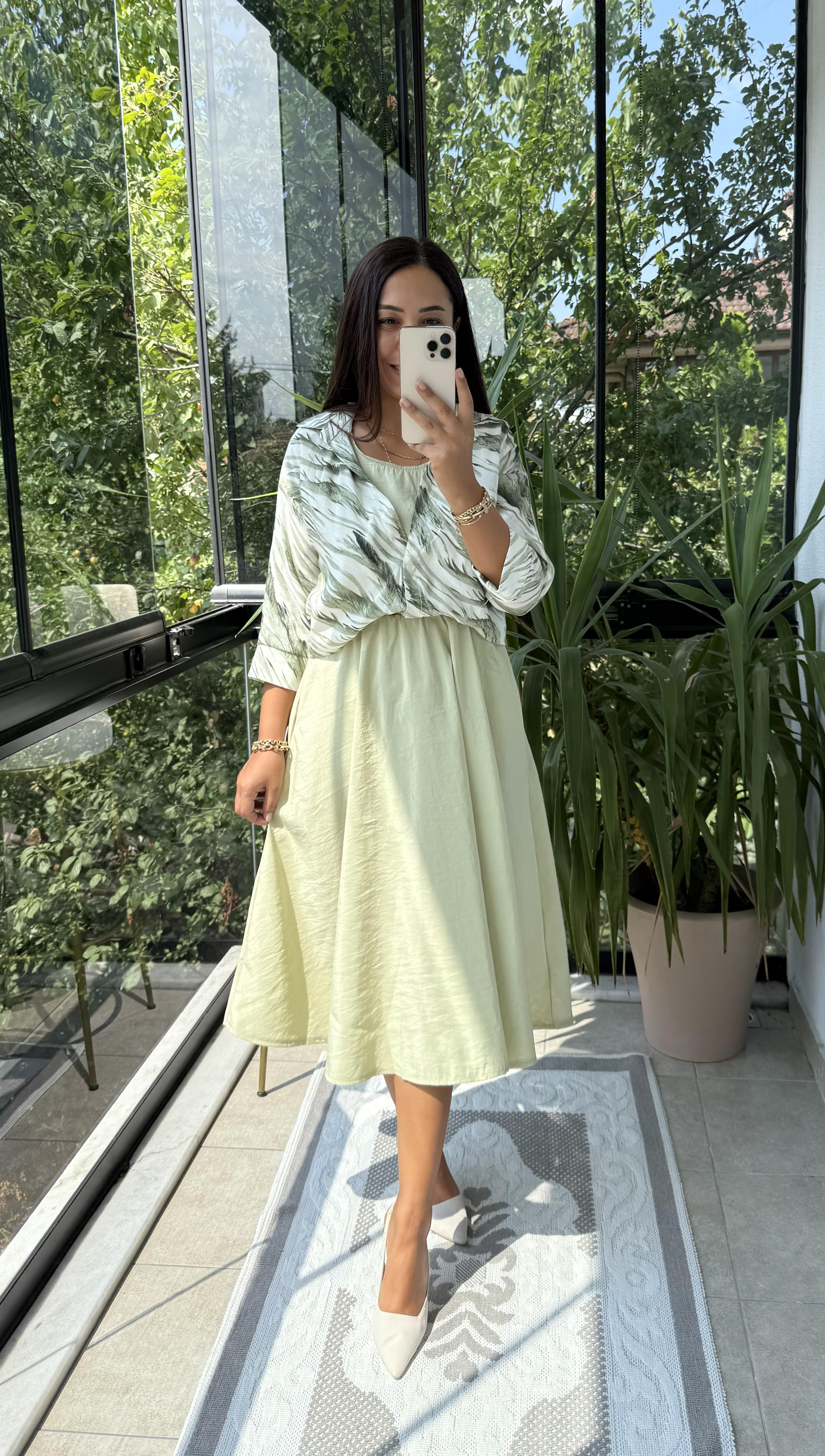 Gömlekli Elbise Haki Yeşili