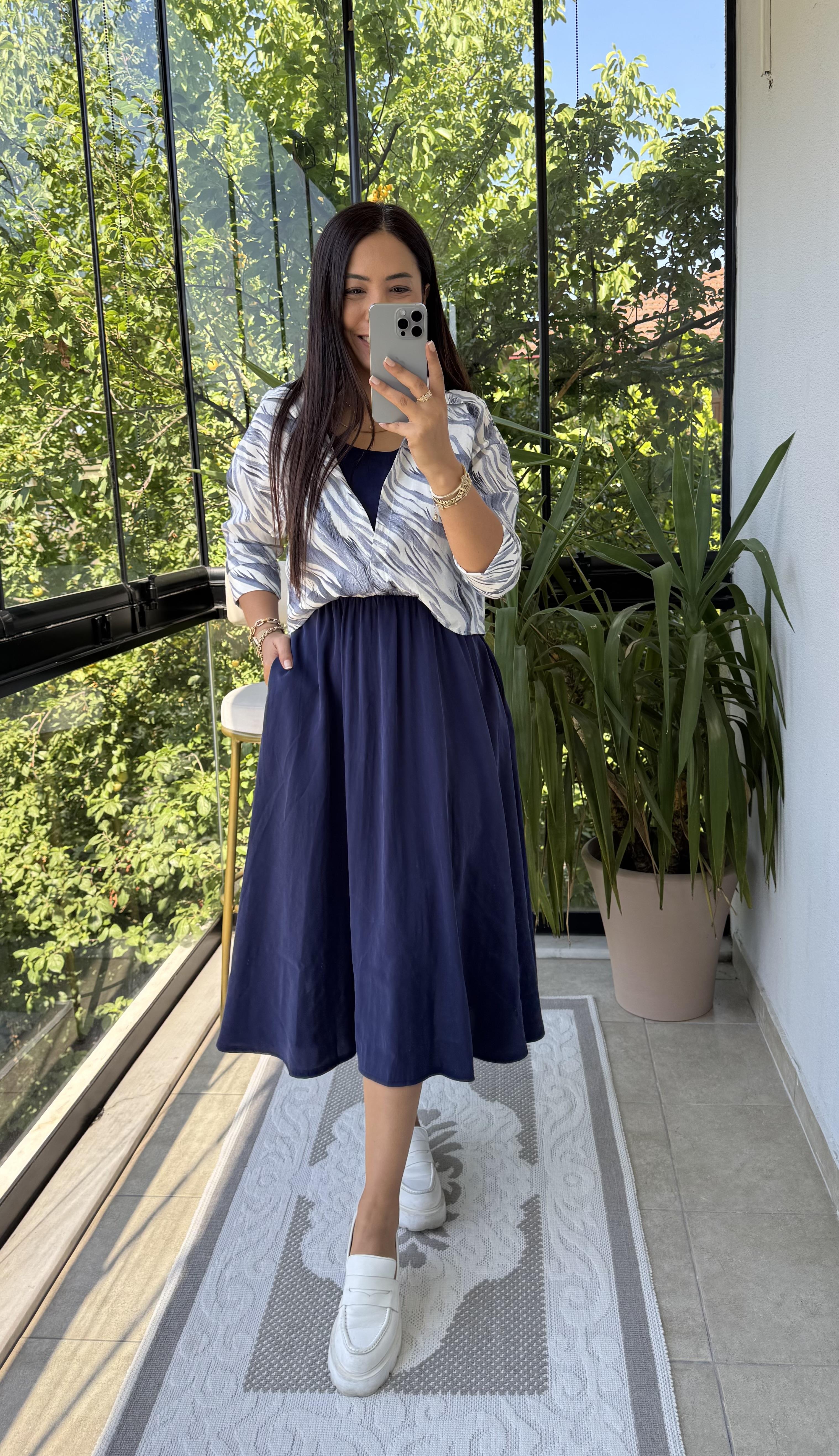 Gömlekli Elbise Lacivert