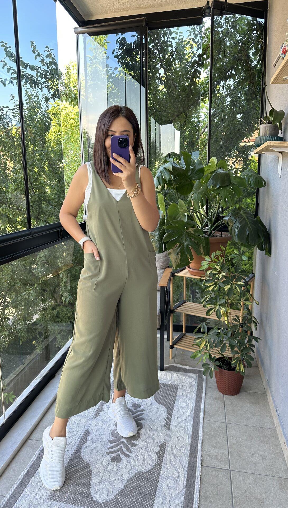 Haki Aerobin Kumaş Tulum