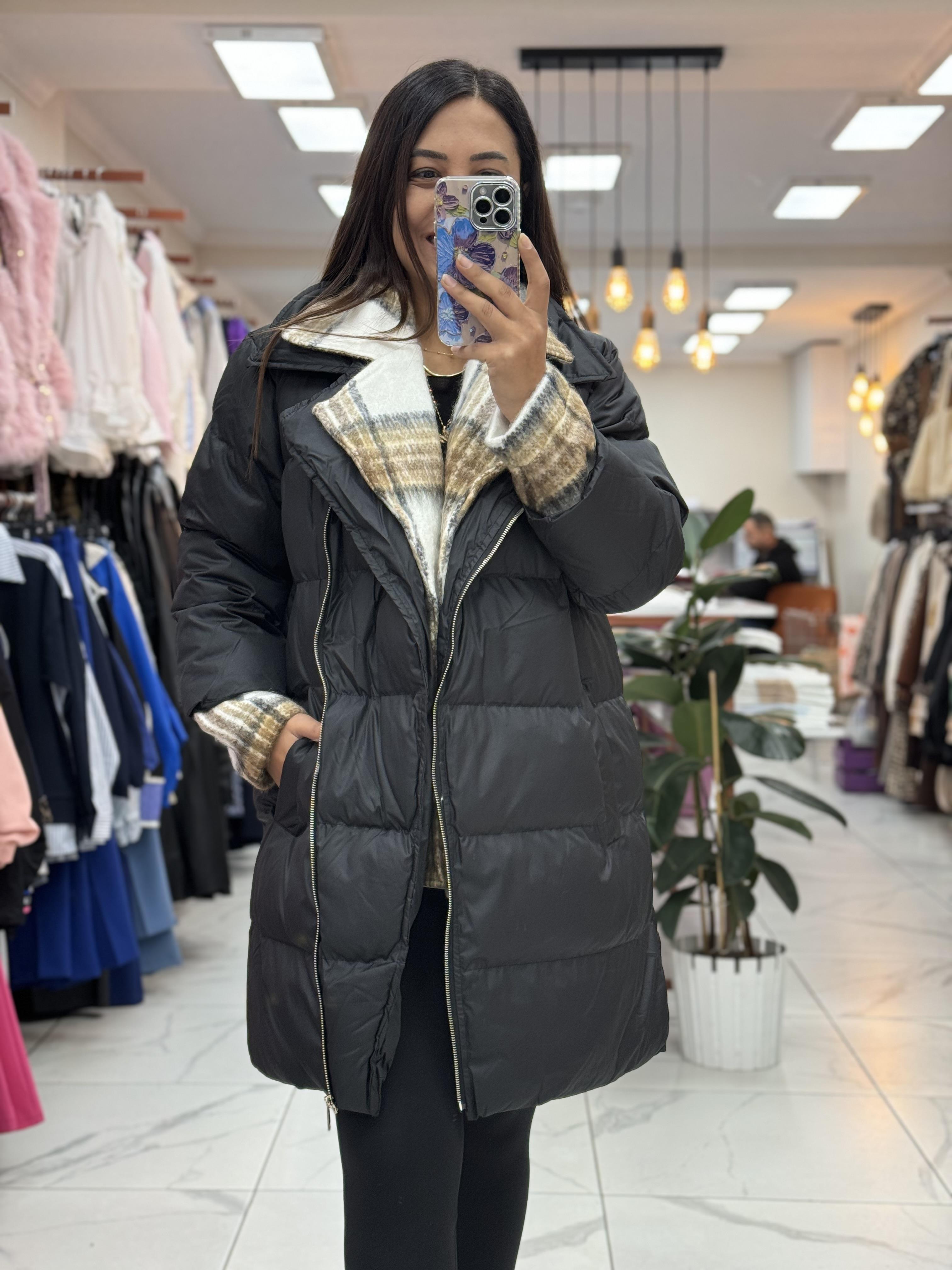 İçi Ekose Polar Mont Siyah