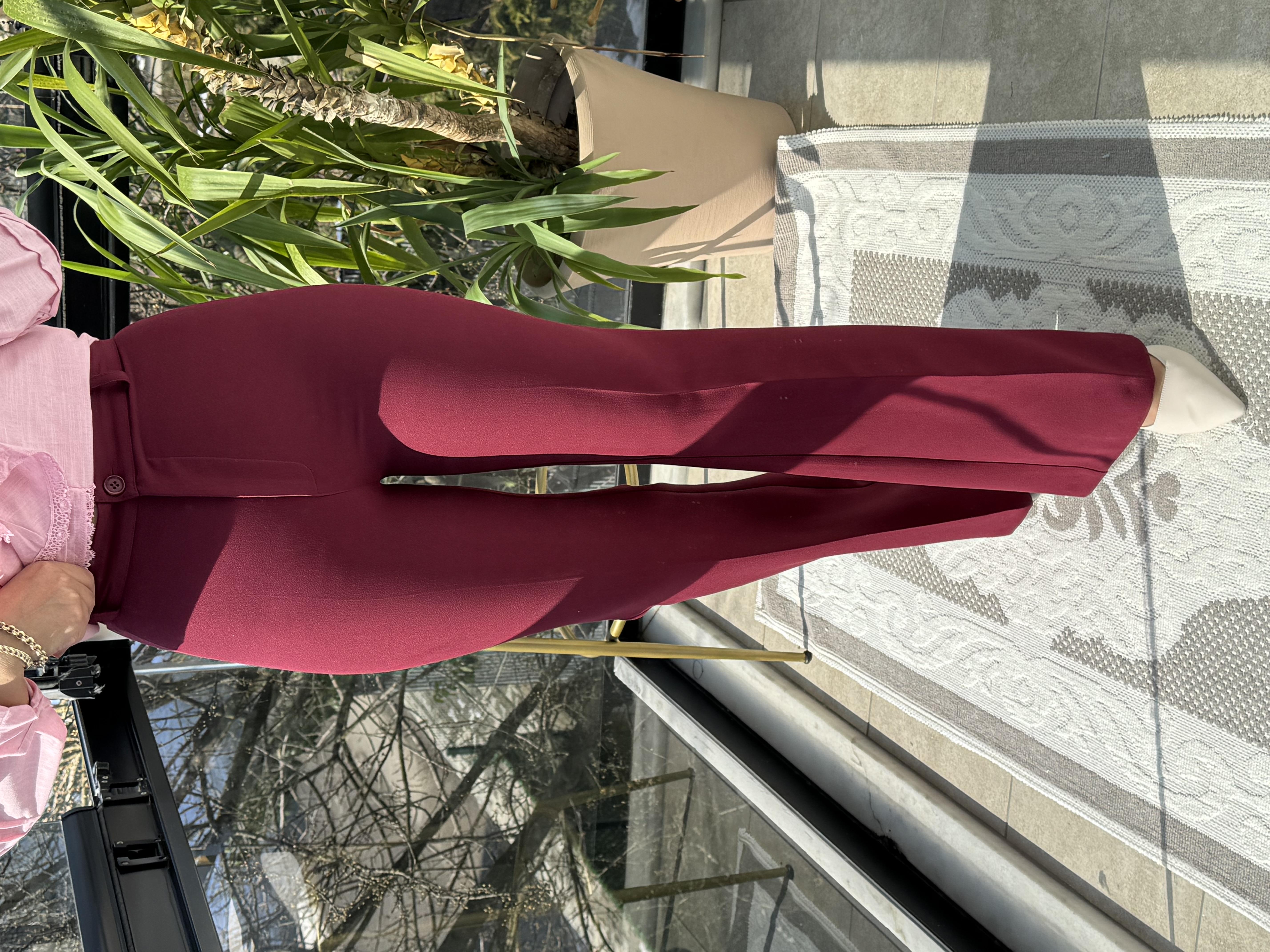 İspanyol Kumaş Pantolon Bordo