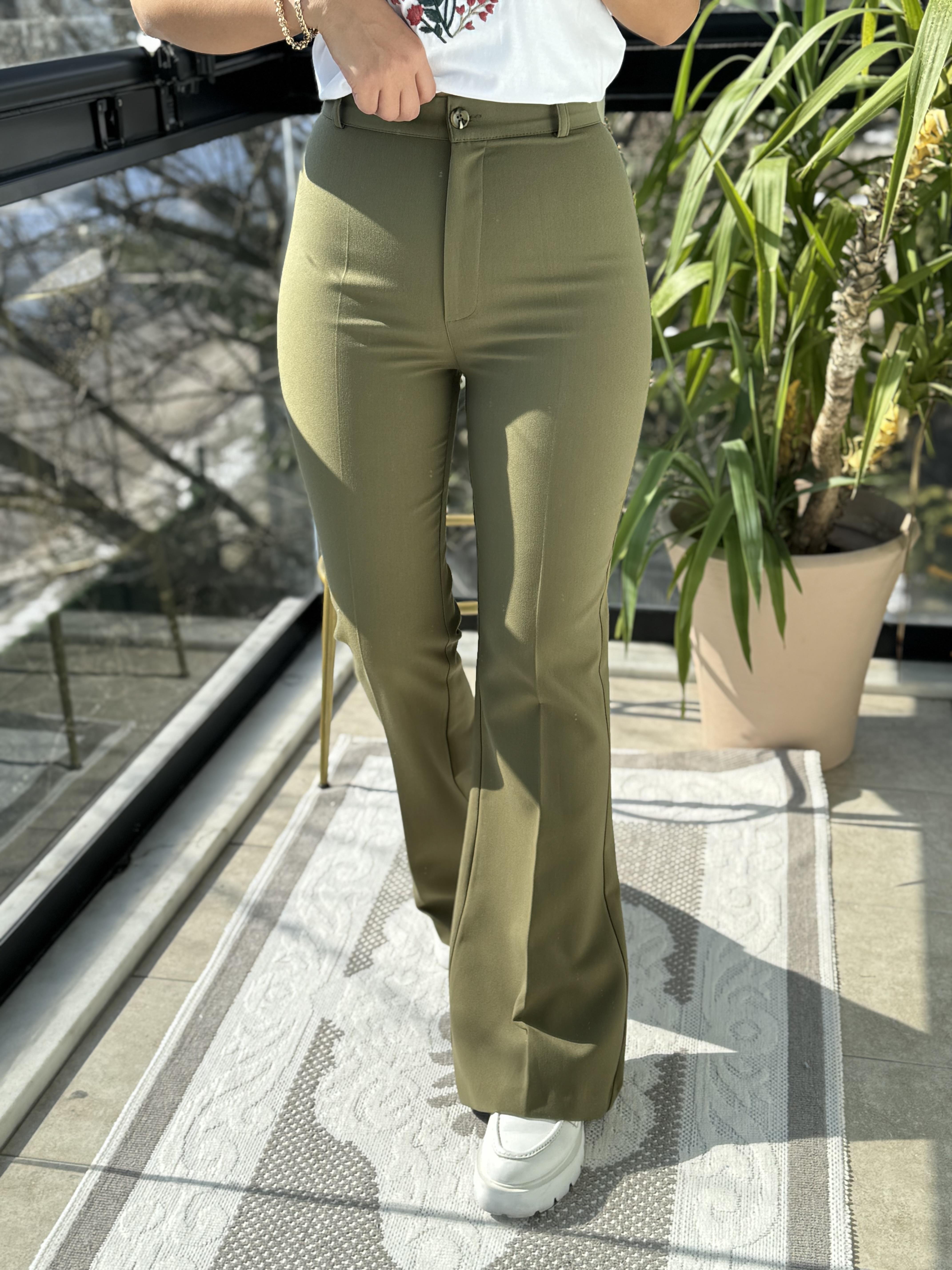 İspanyol Kumaş Pantolon Haki Yeşili