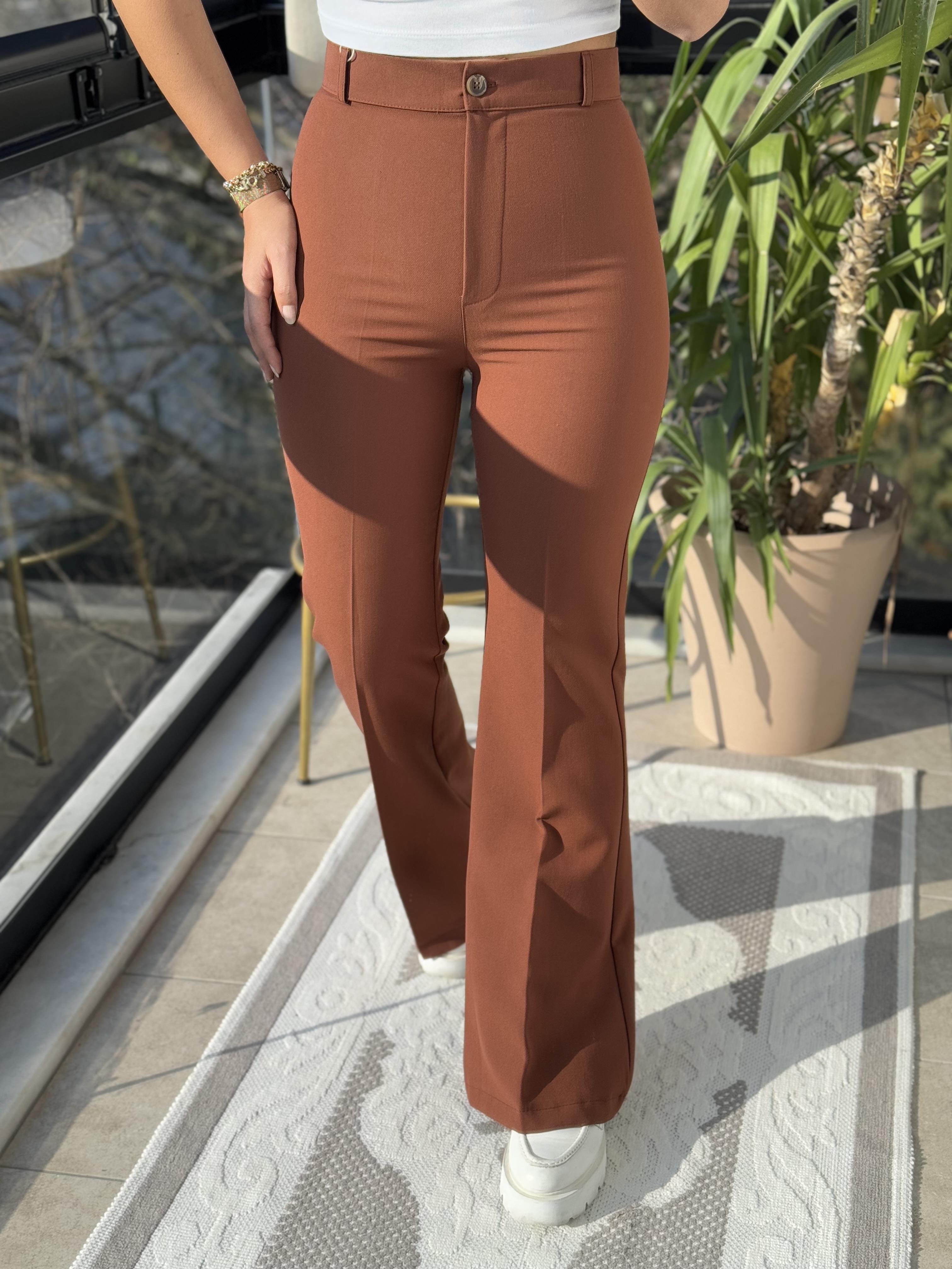 İspanyol Kumaş Pantolon Kahve