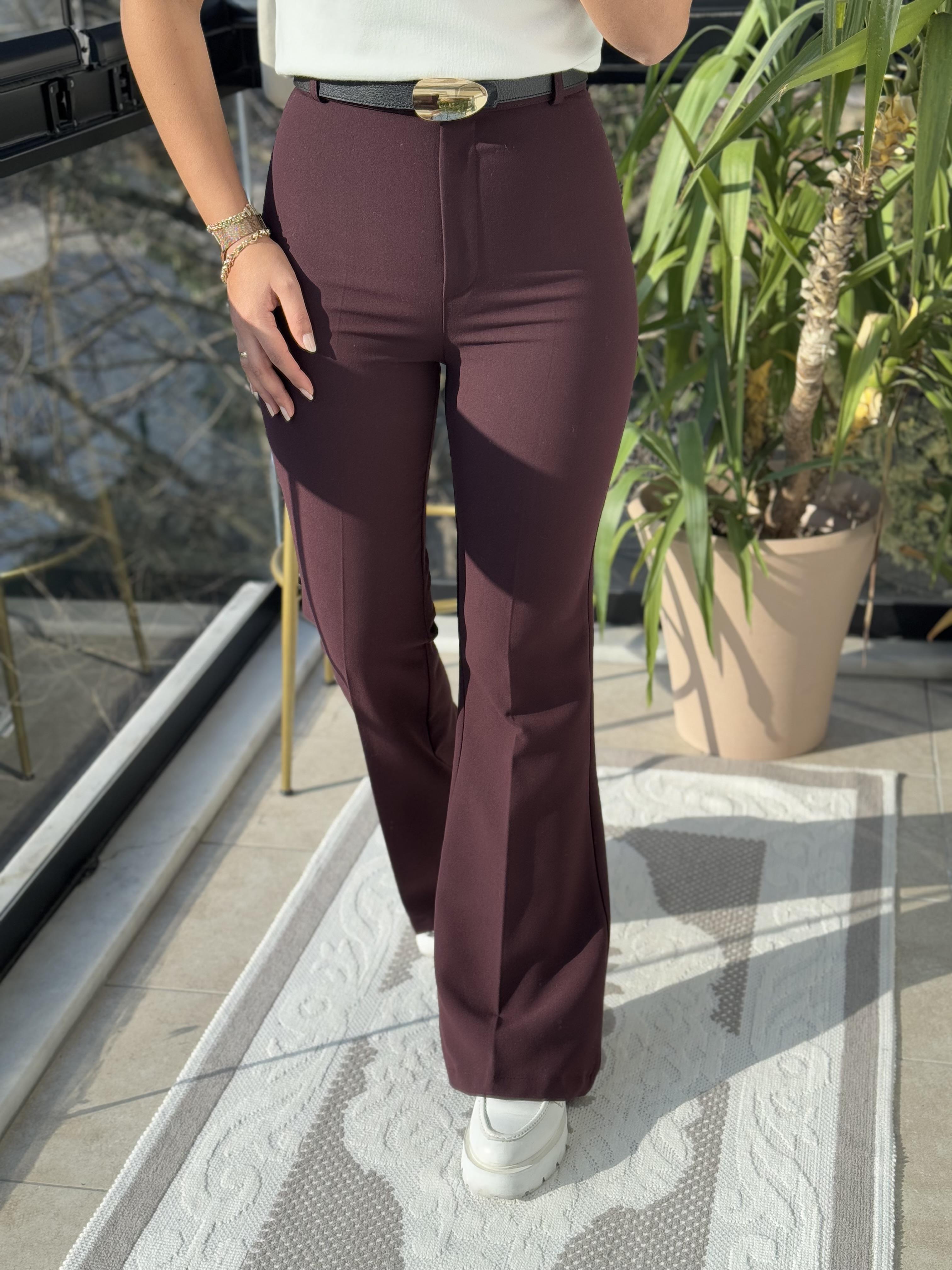 İspanyol Kumaş Pantolon Mürdüm