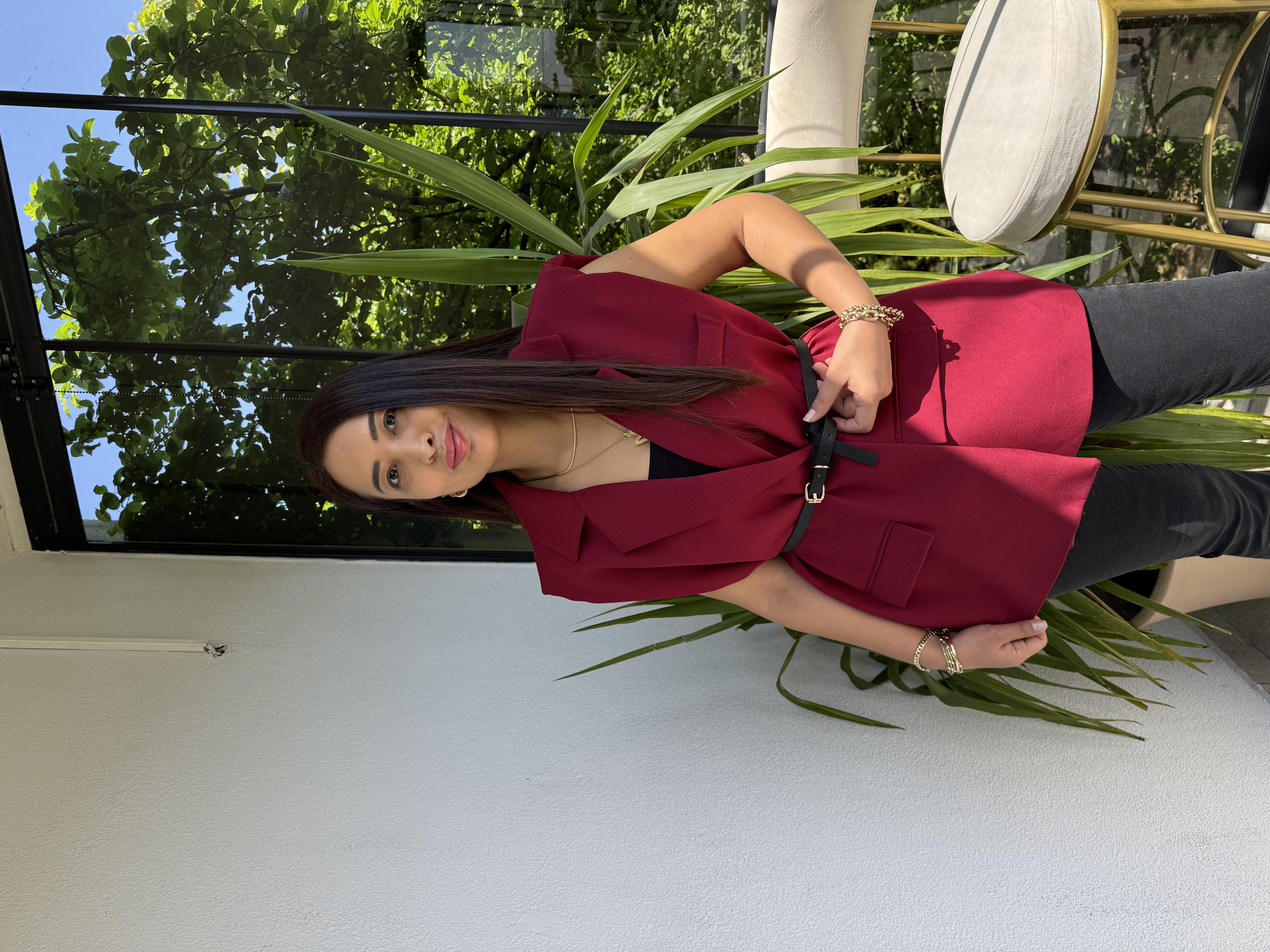 Kemerli Zra Model Yelek Bordo