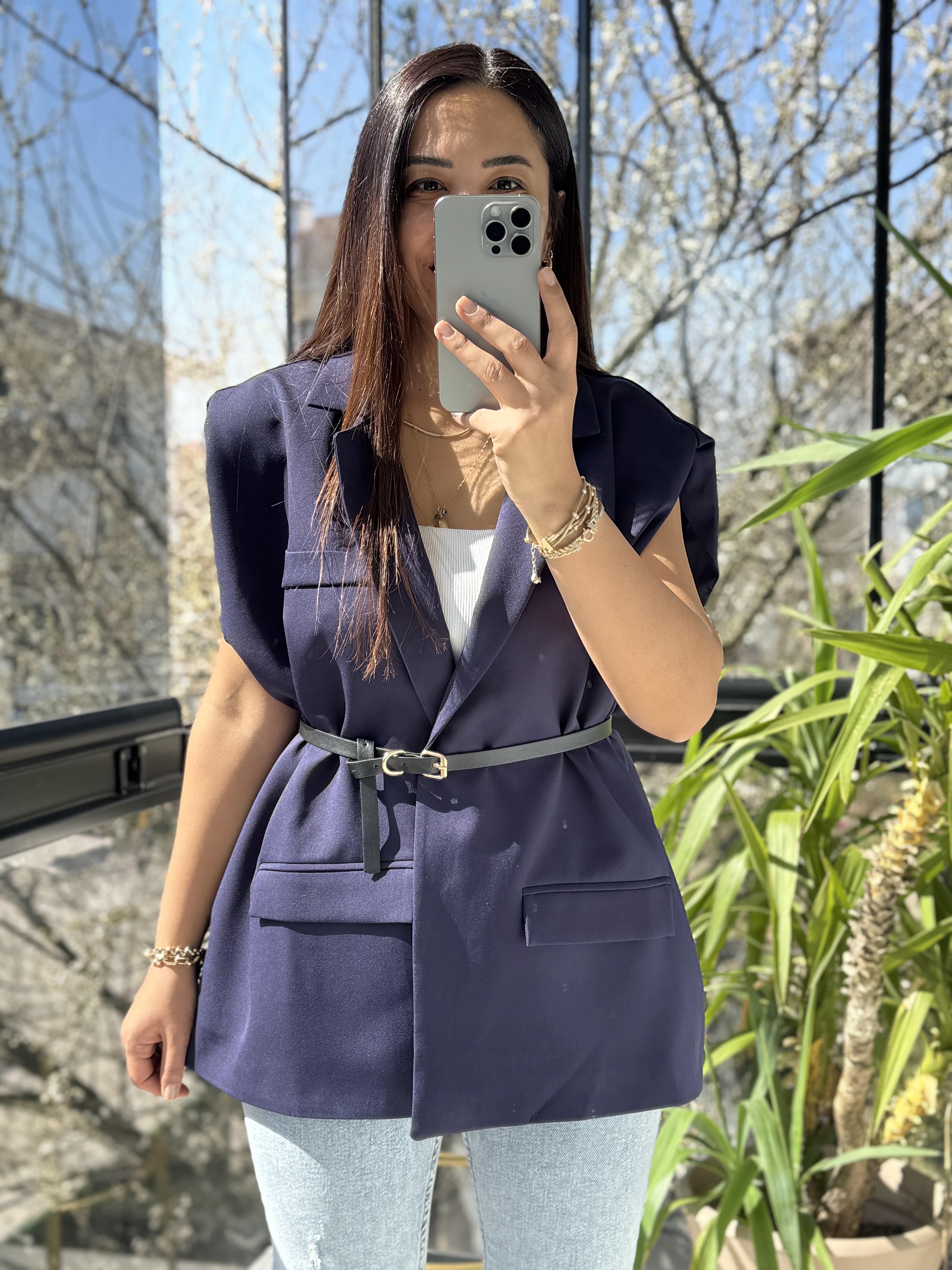 Kemerli Zra Model Yelek Lacivert