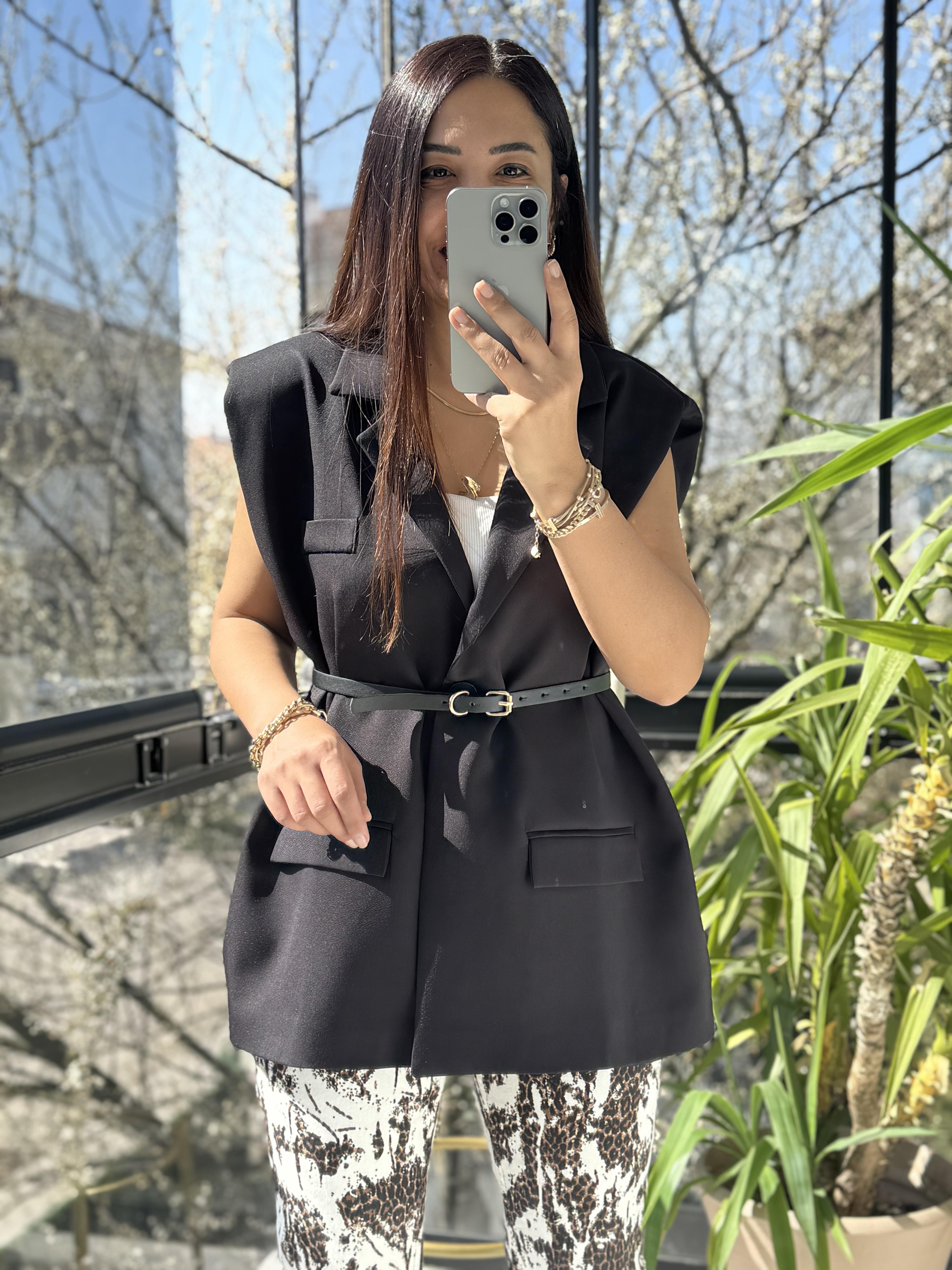 Kemerli Zra Model Yelek Siyah