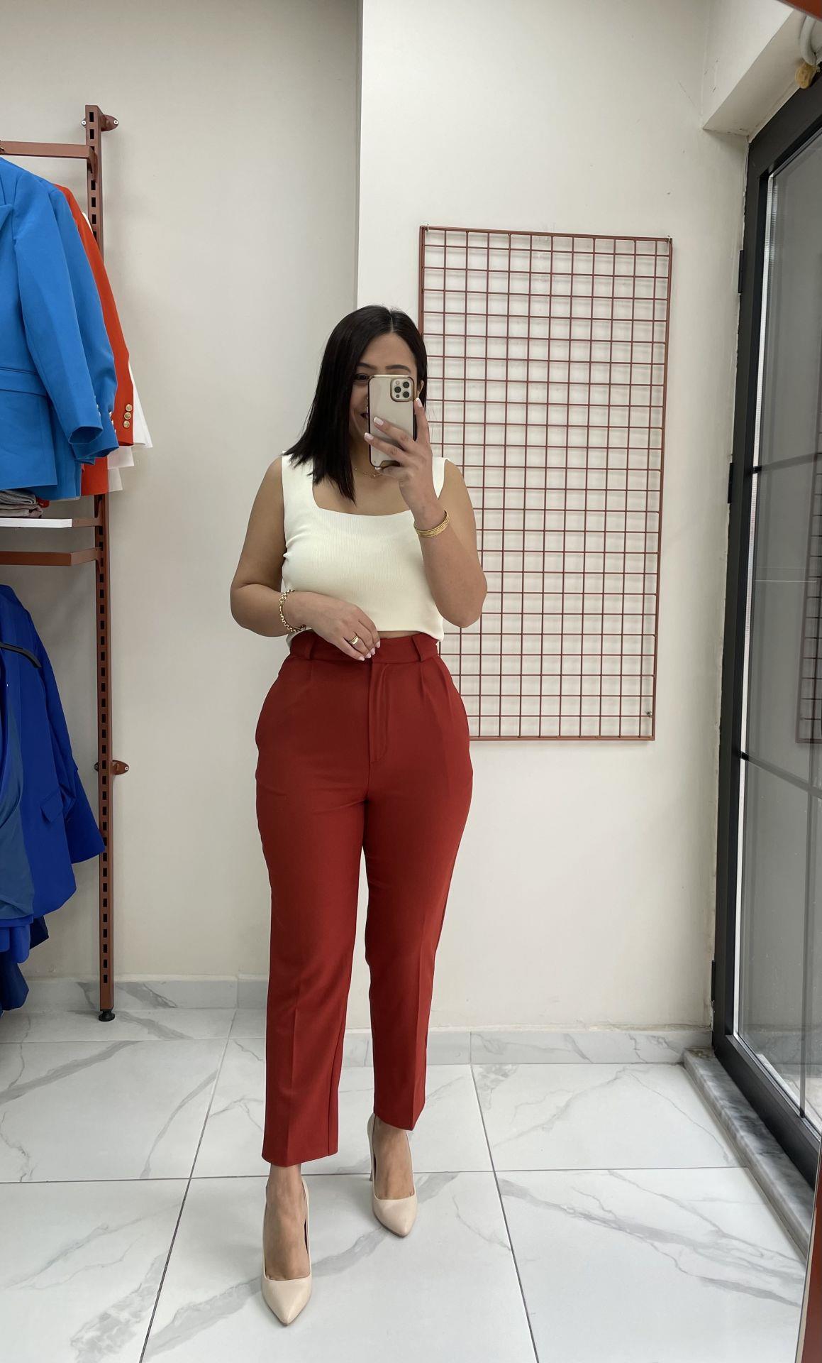 Kiremit Crep Kumaş Pantolon