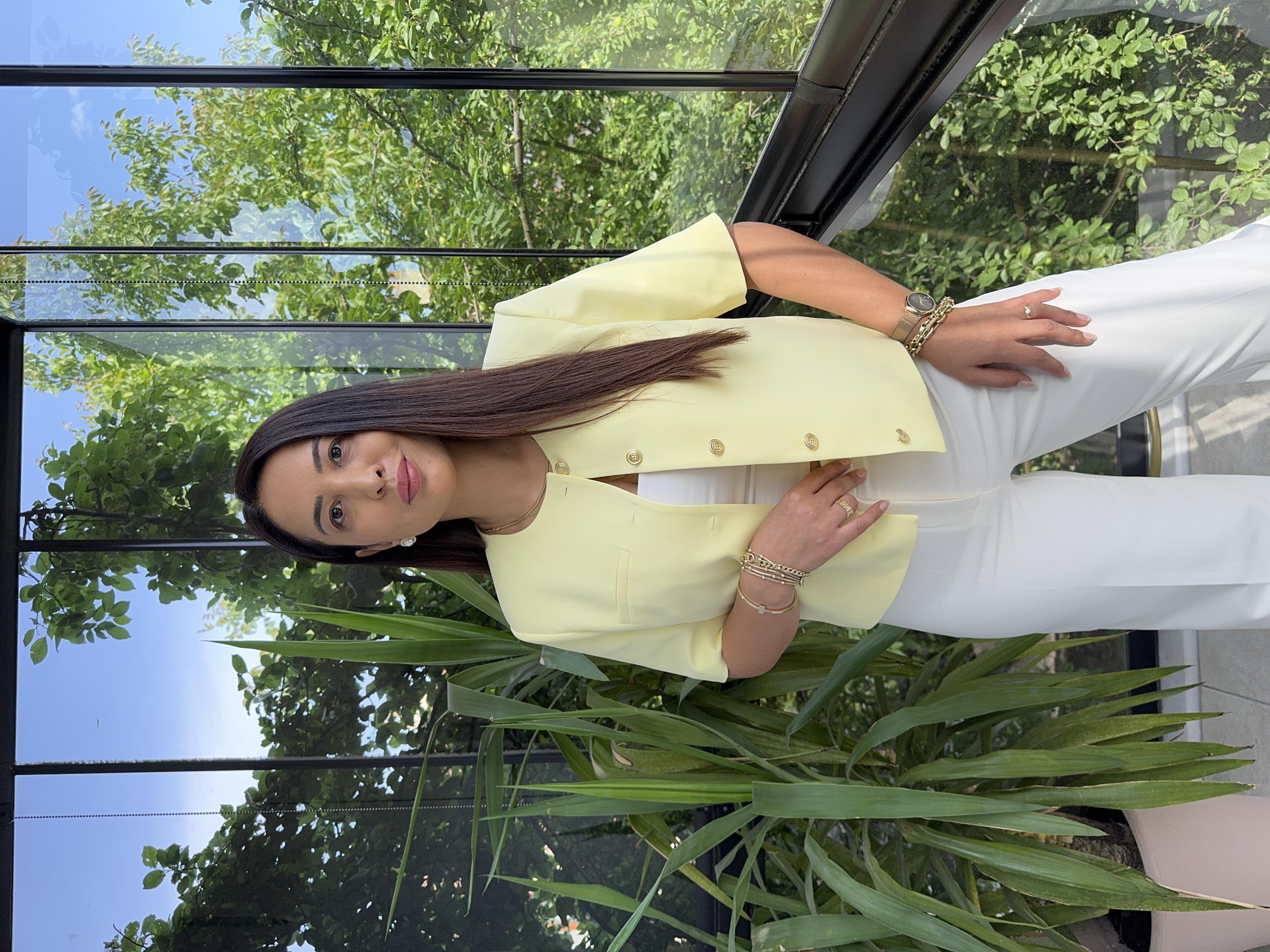 Kısa Kol Blazer Ceket Sarı