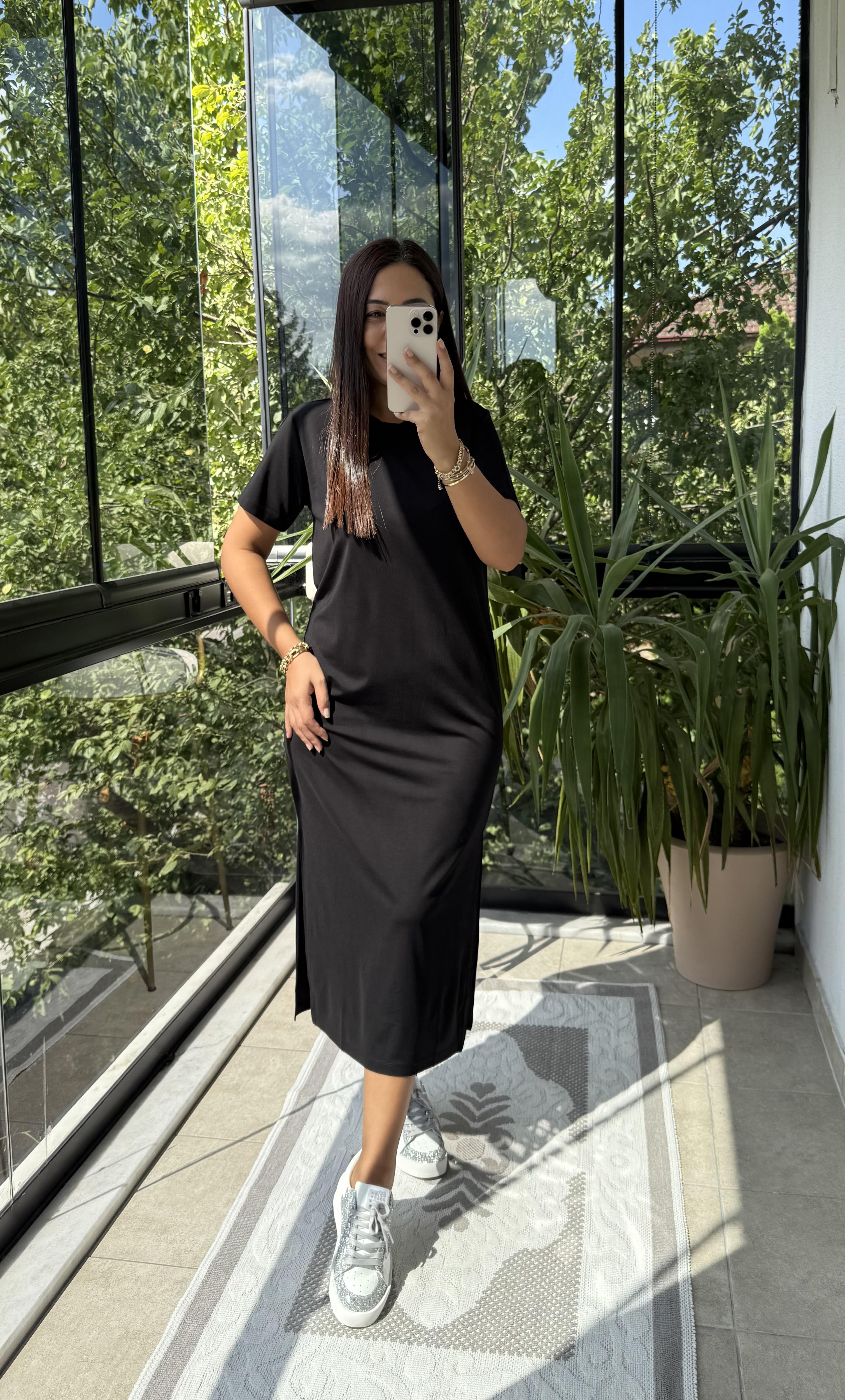 Kısa Kol Oysh Elbise Siyah