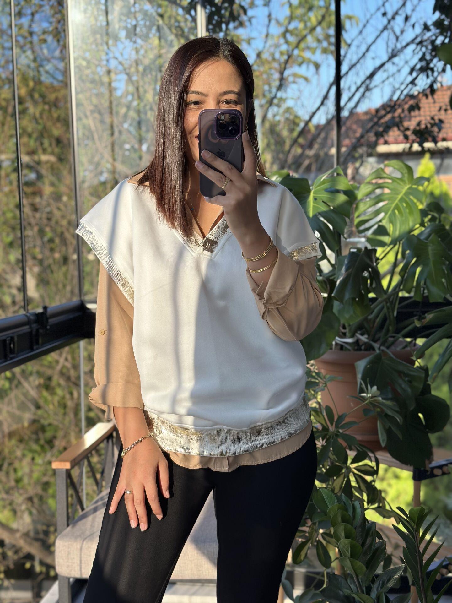 Kolsuz Sweatshirt Beyaz