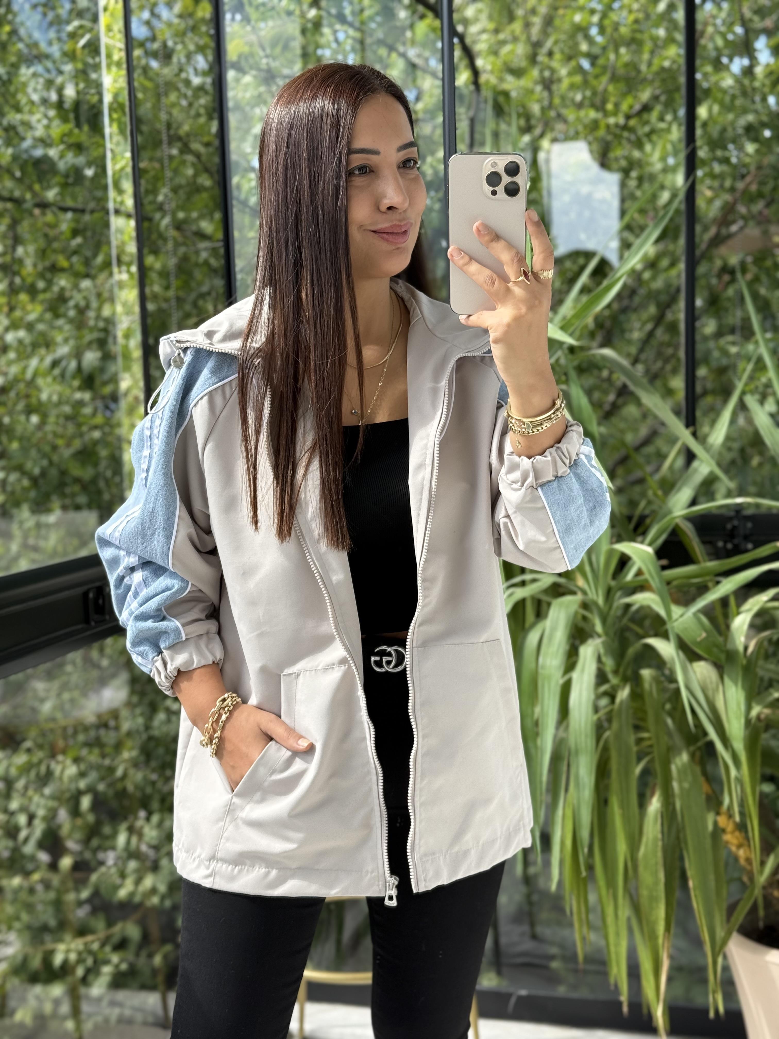 Kolu Çizgili Mix Yağmurluk Taş