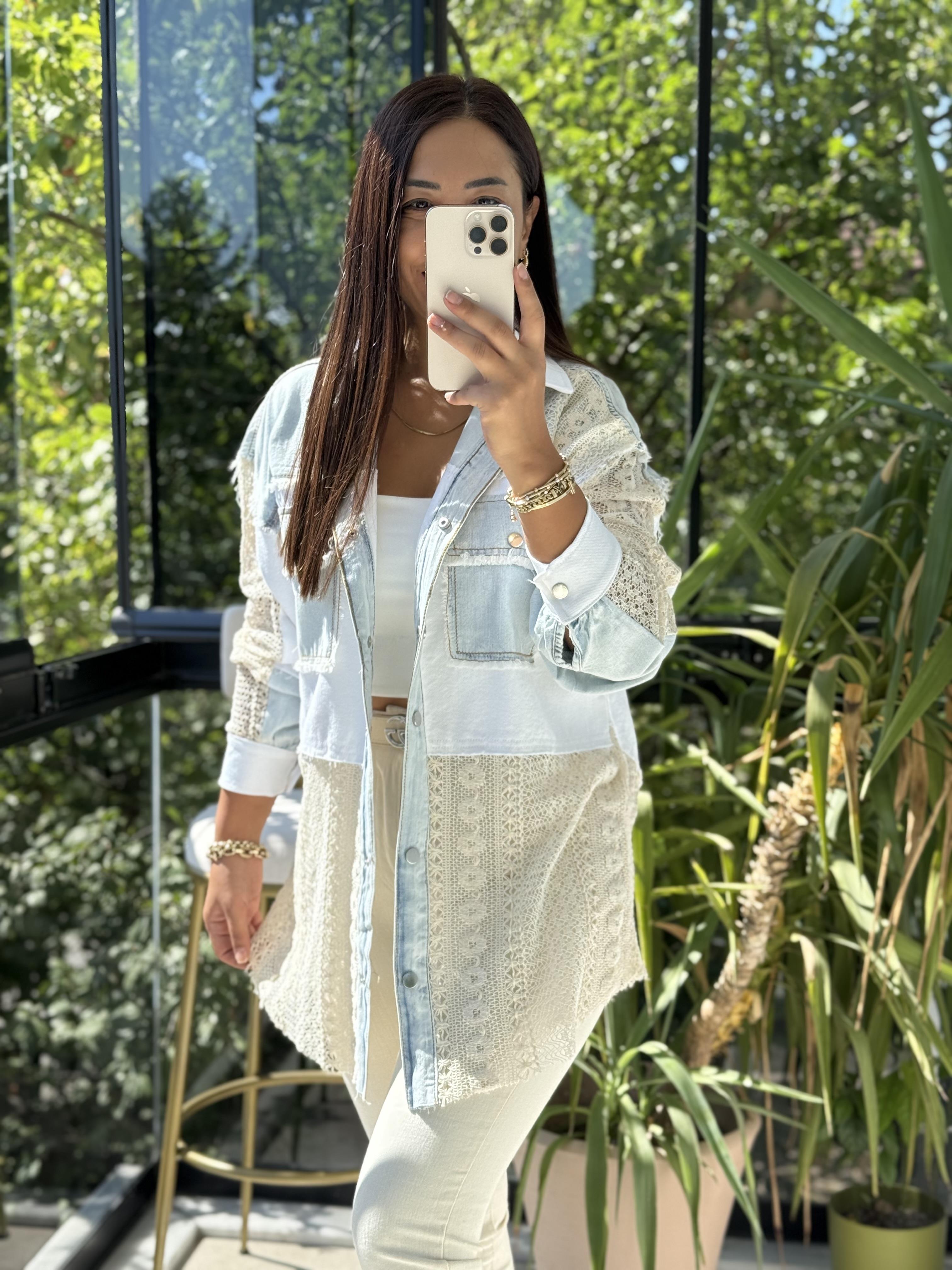 Lace Mix Ceket Beyaz