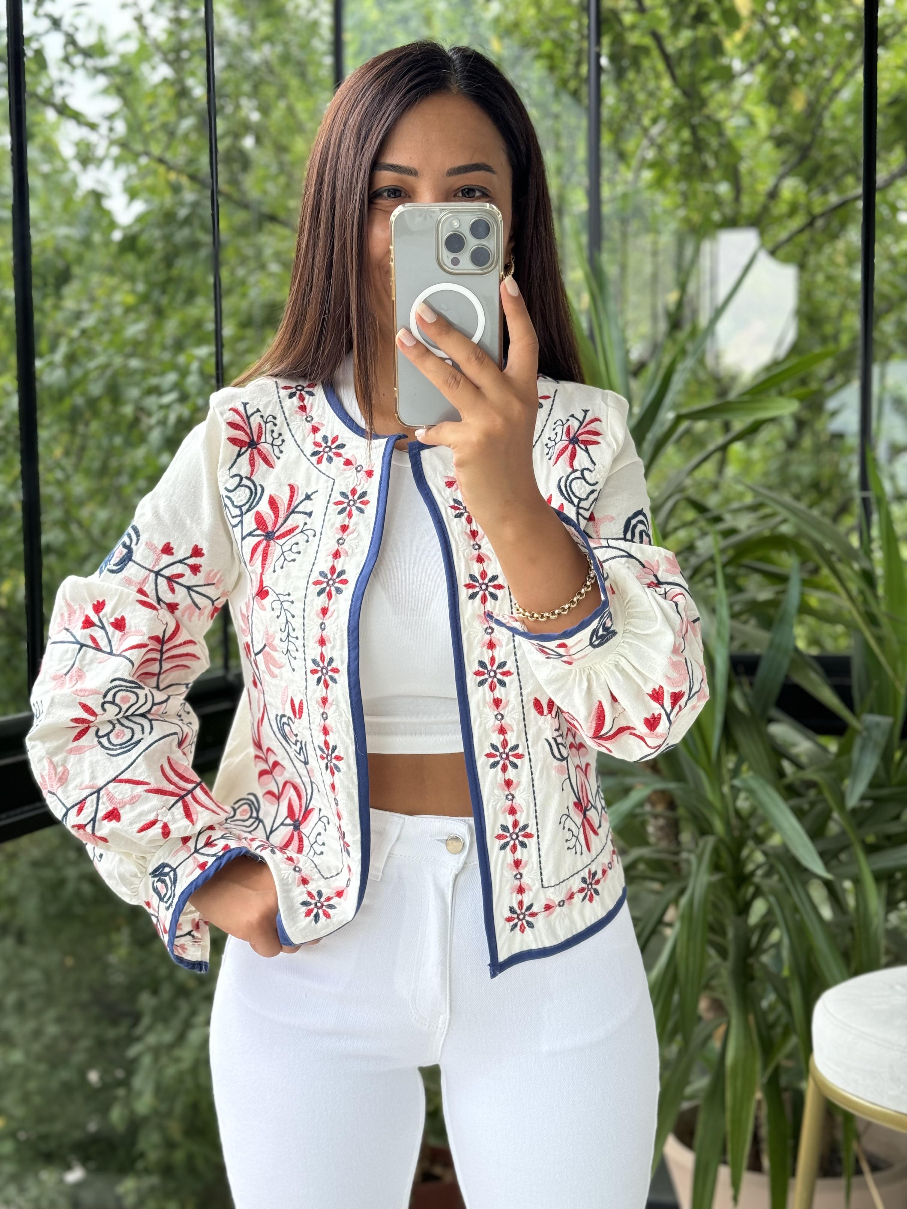 Lüx İşlemeli Ceket Kırmızı