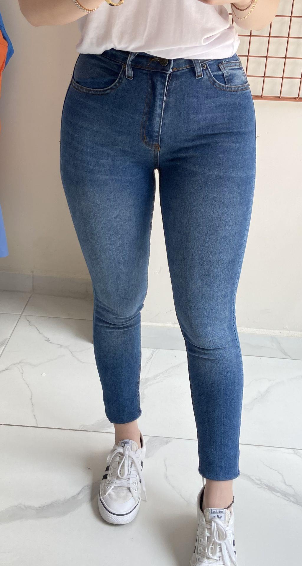 Mavi Lazerli Taşlamalı Skinny Jean