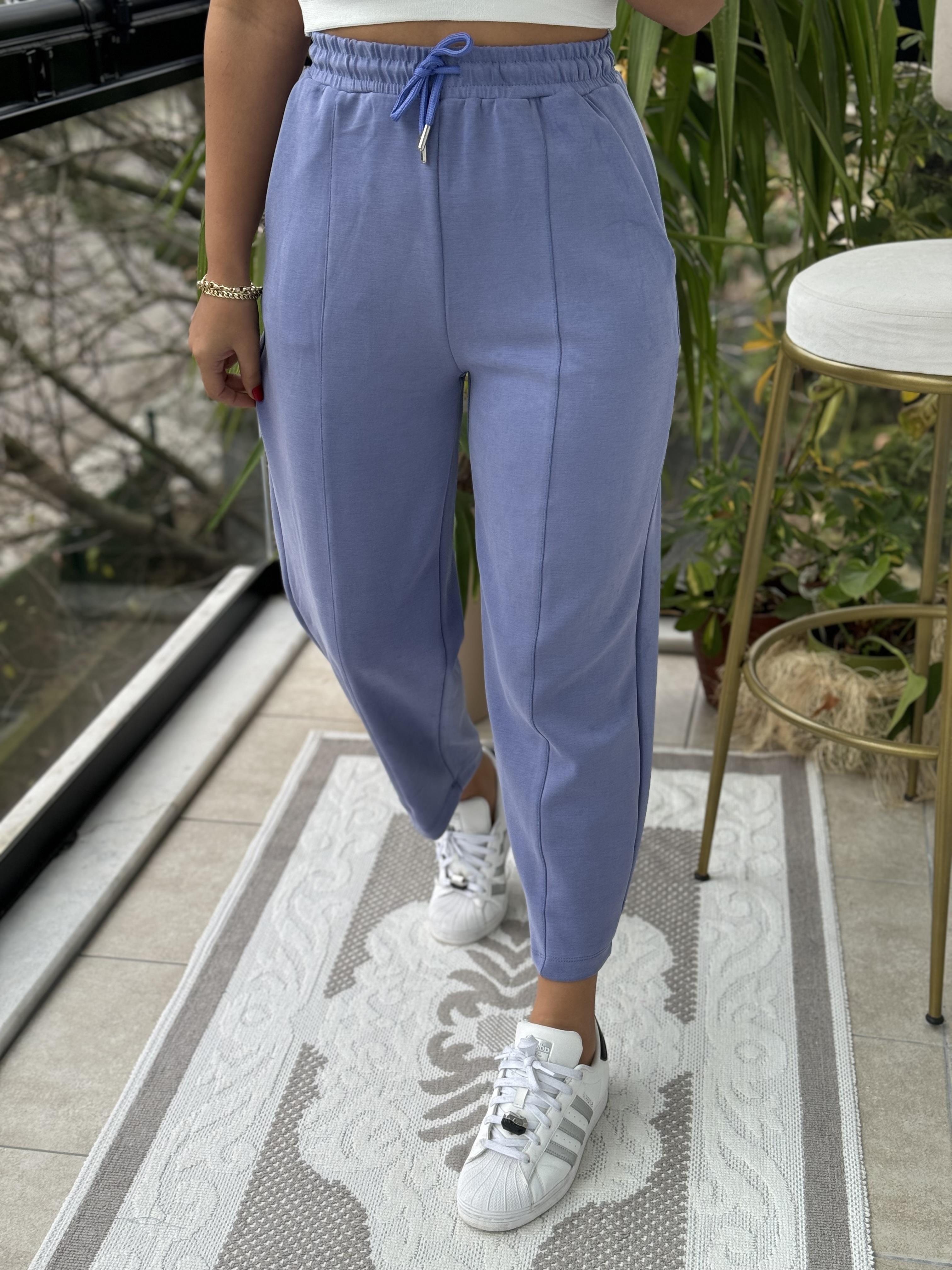 Modal Kumaş Şalvar Kesim Pantlolon Lila