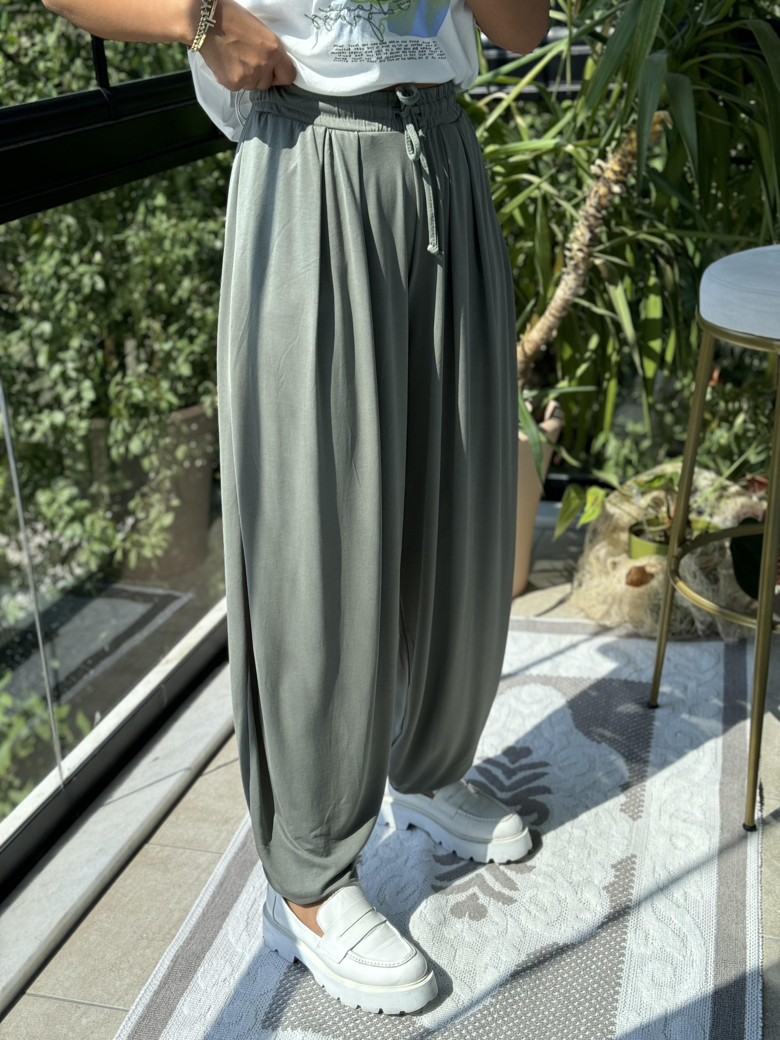 Modal Şalvar Pantolon Haki Yeşili