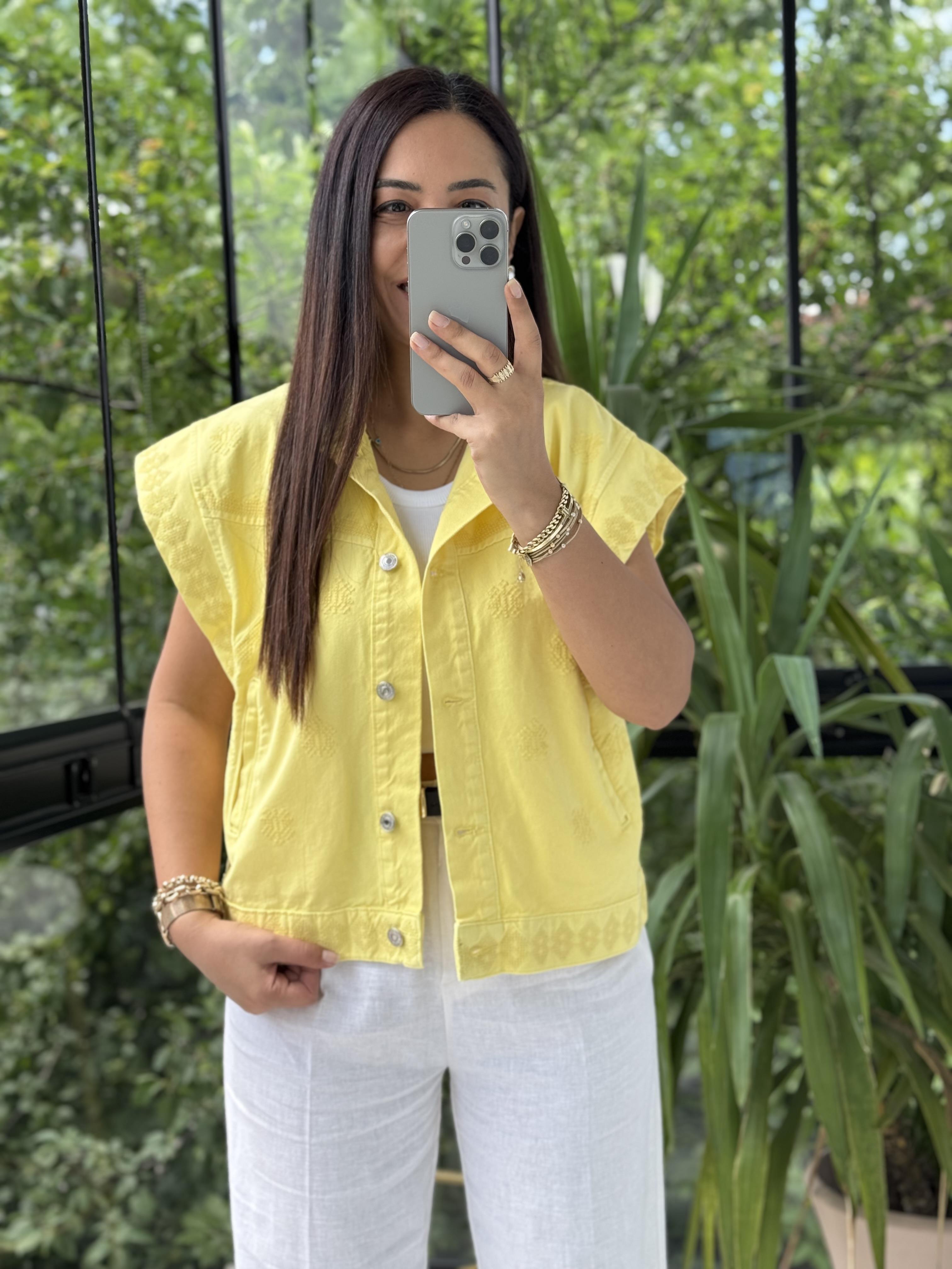 Nakışlı Yelek Sarı