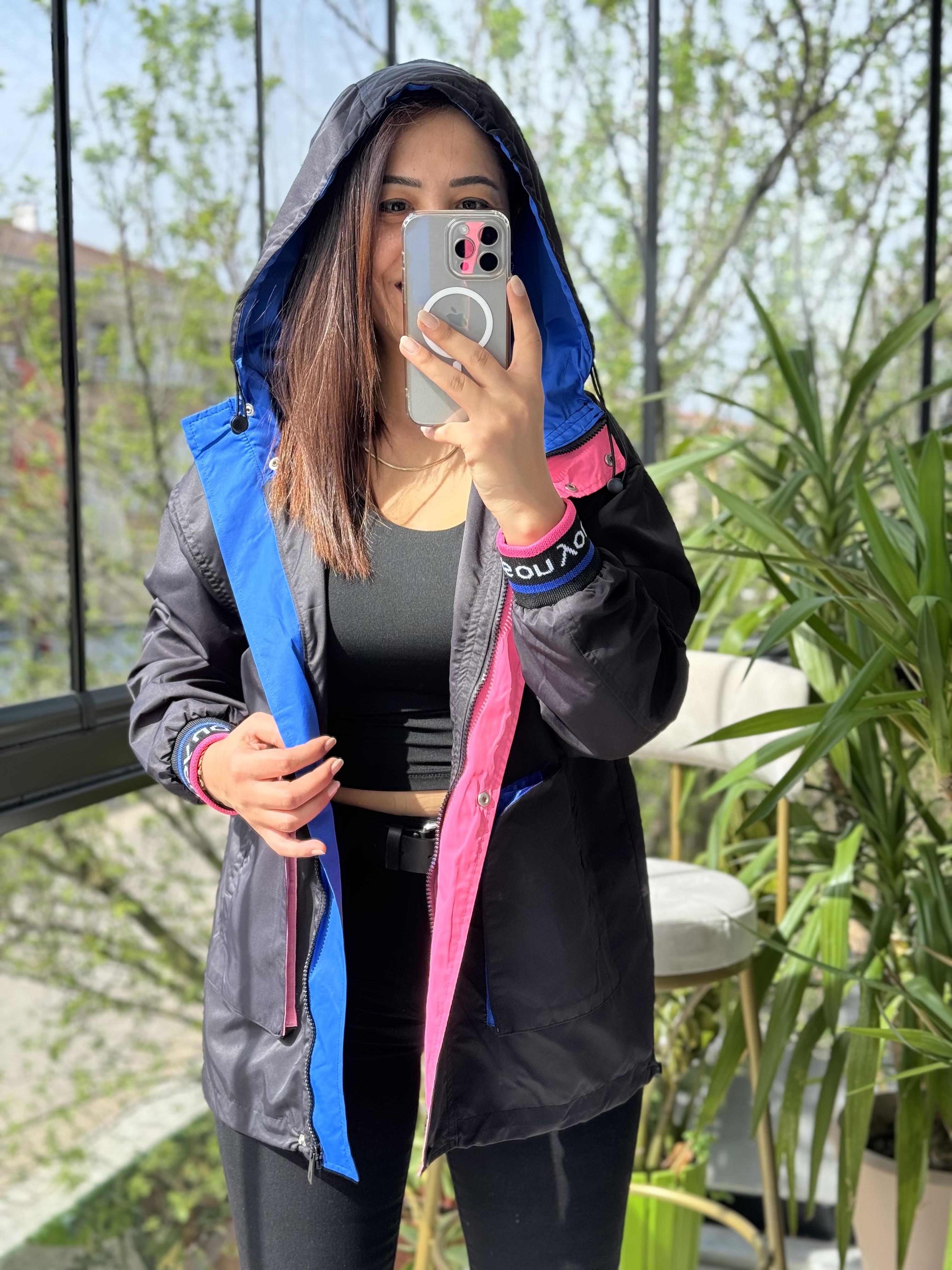 Neon Block Yağmurluk Siyah