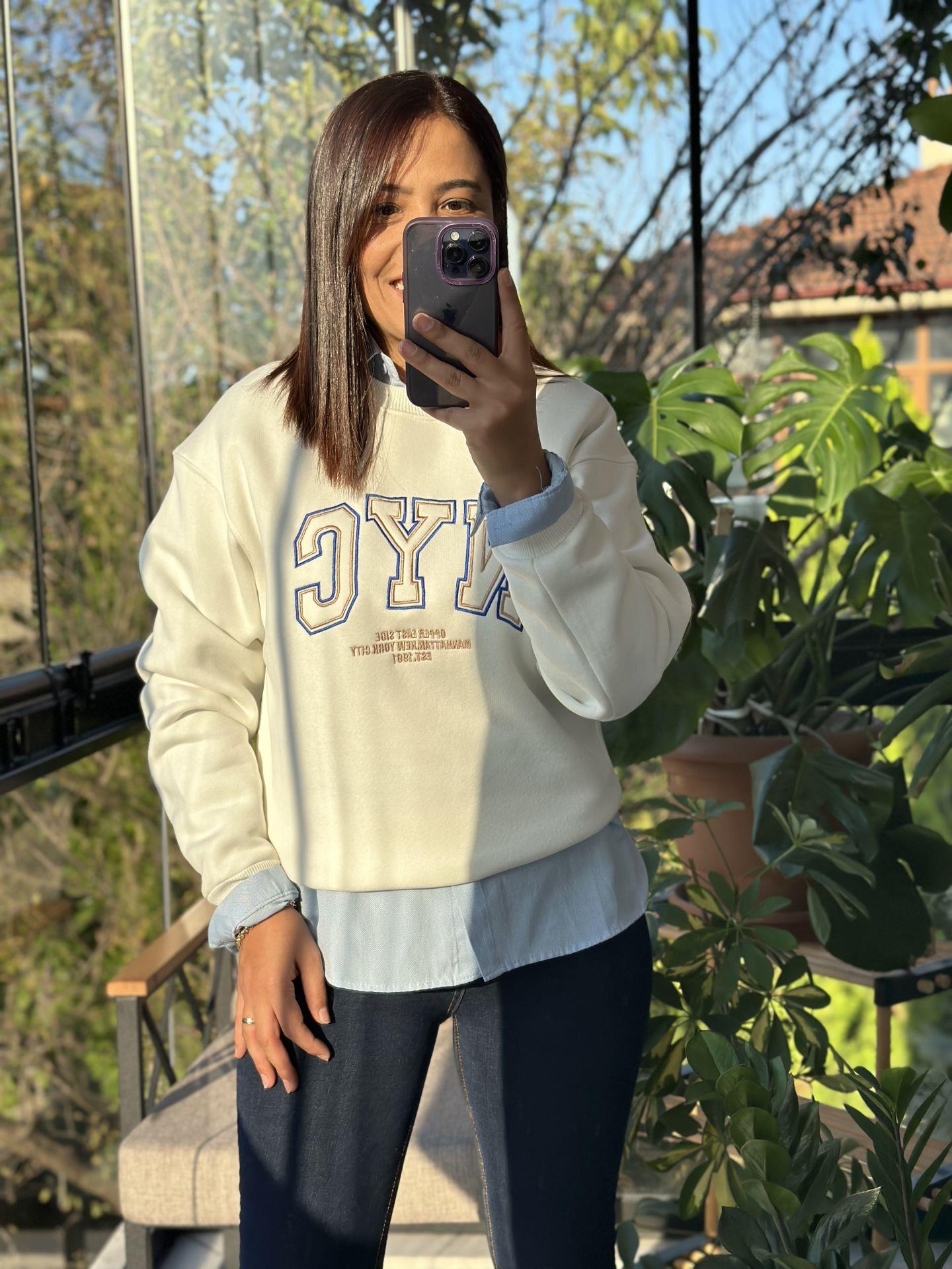 NYC Sweatshirt Beyaz