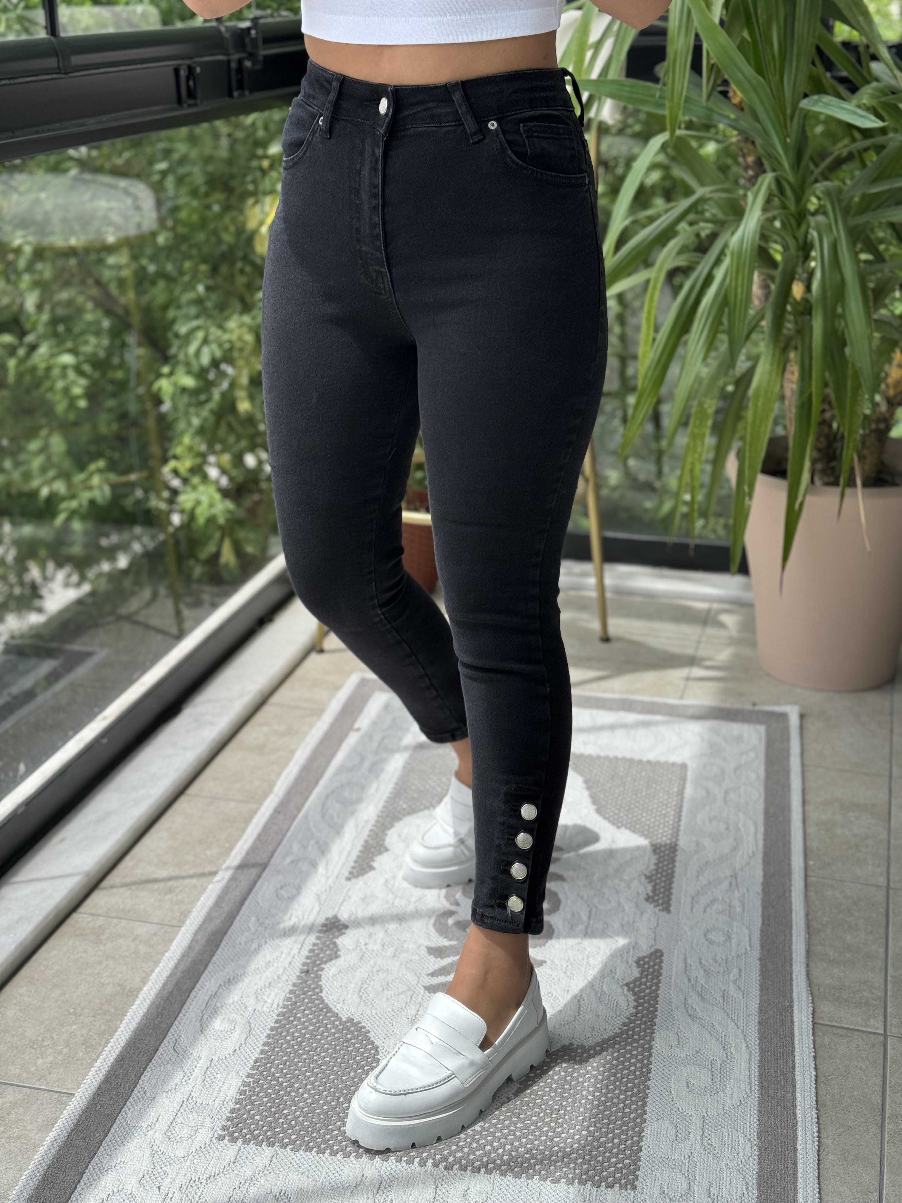 Paça Detay Skinny Jean Füme