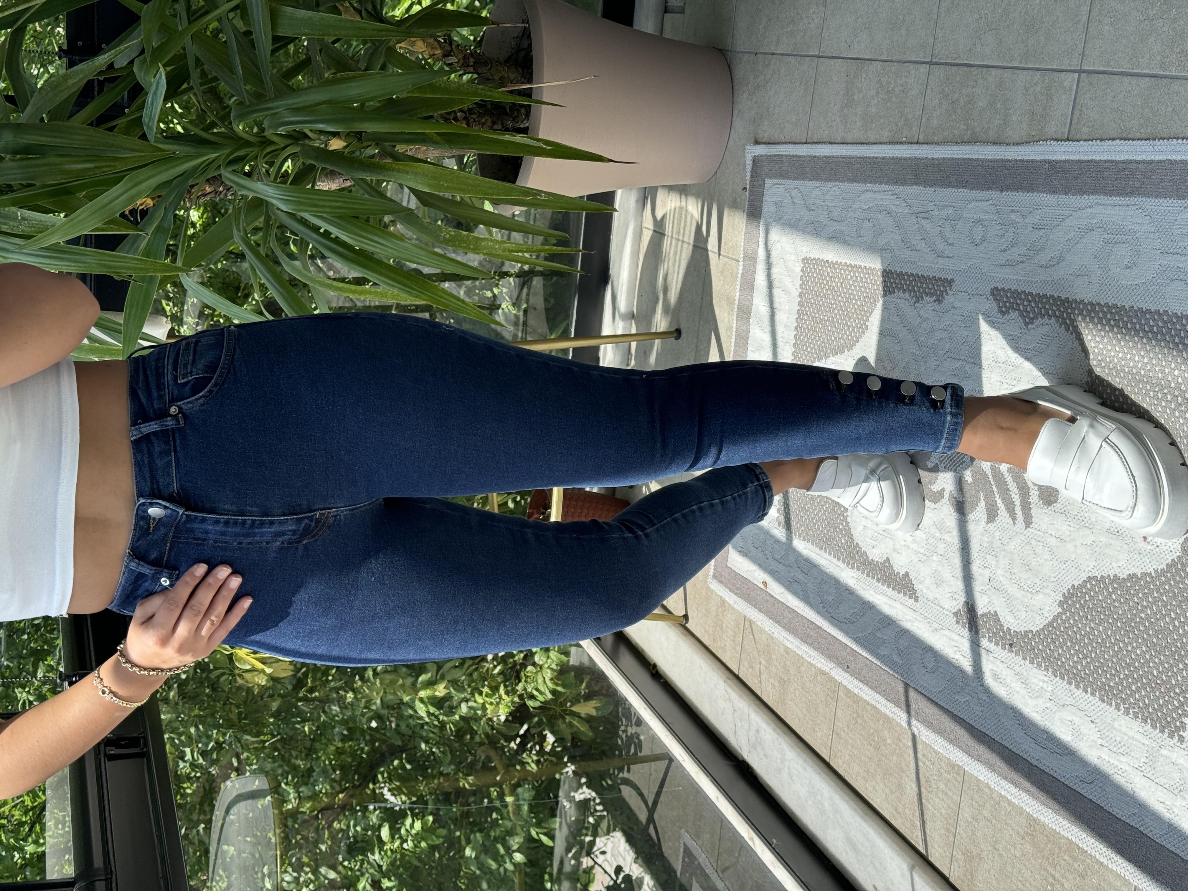 Paça Detay Skinny Jean Lacivert 