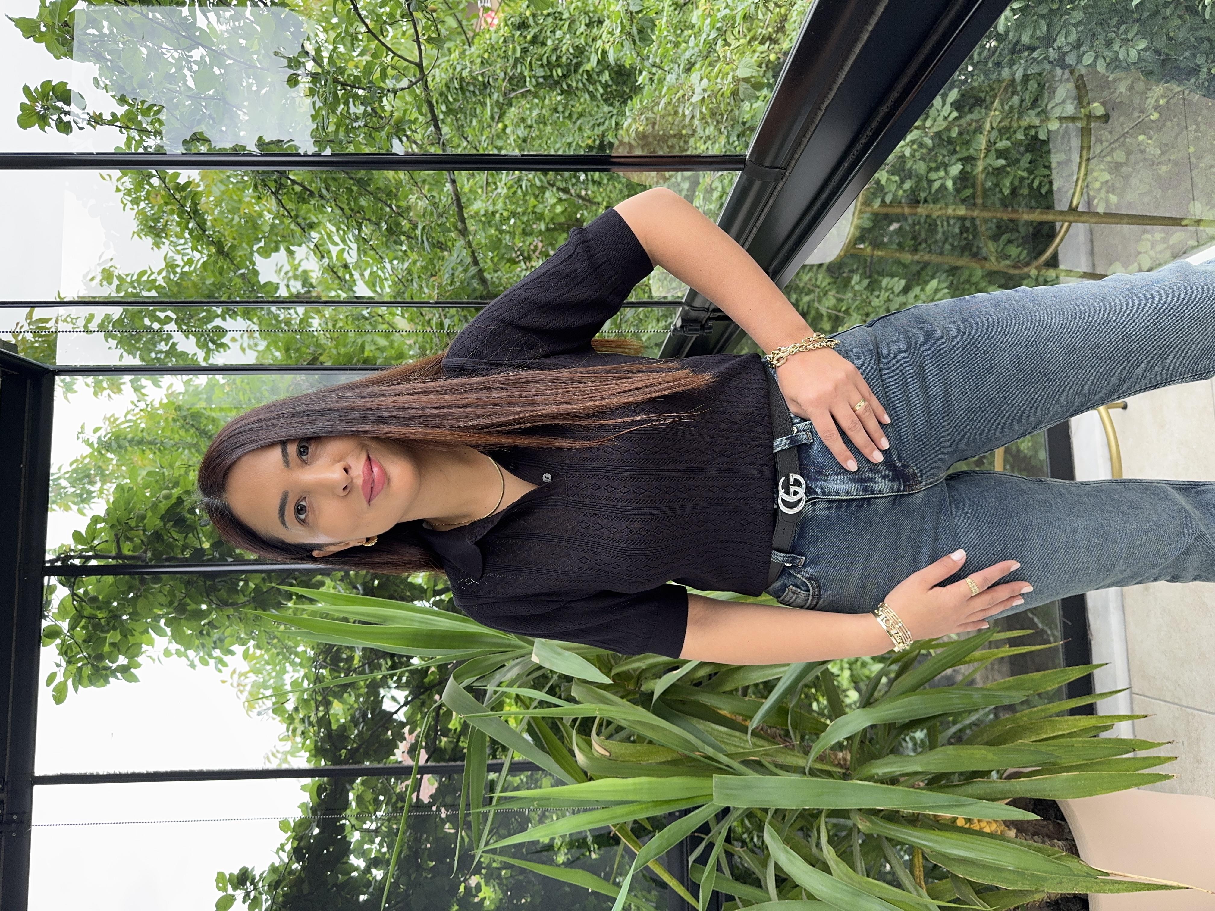 Polo Yaka Ajurlu Kısa Kol Triko Siyah