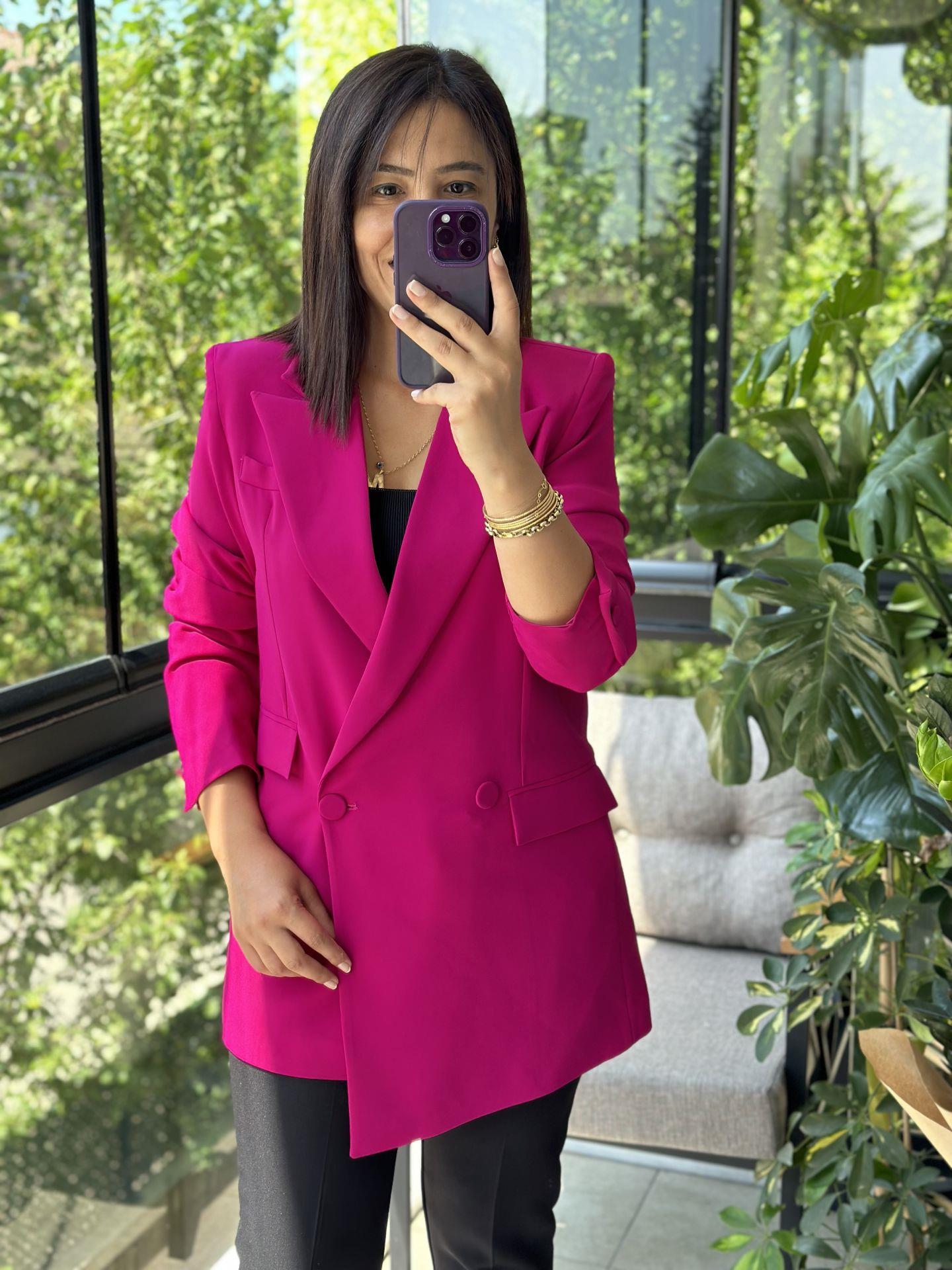 Retro Tasarım Blazer Ceket Mor