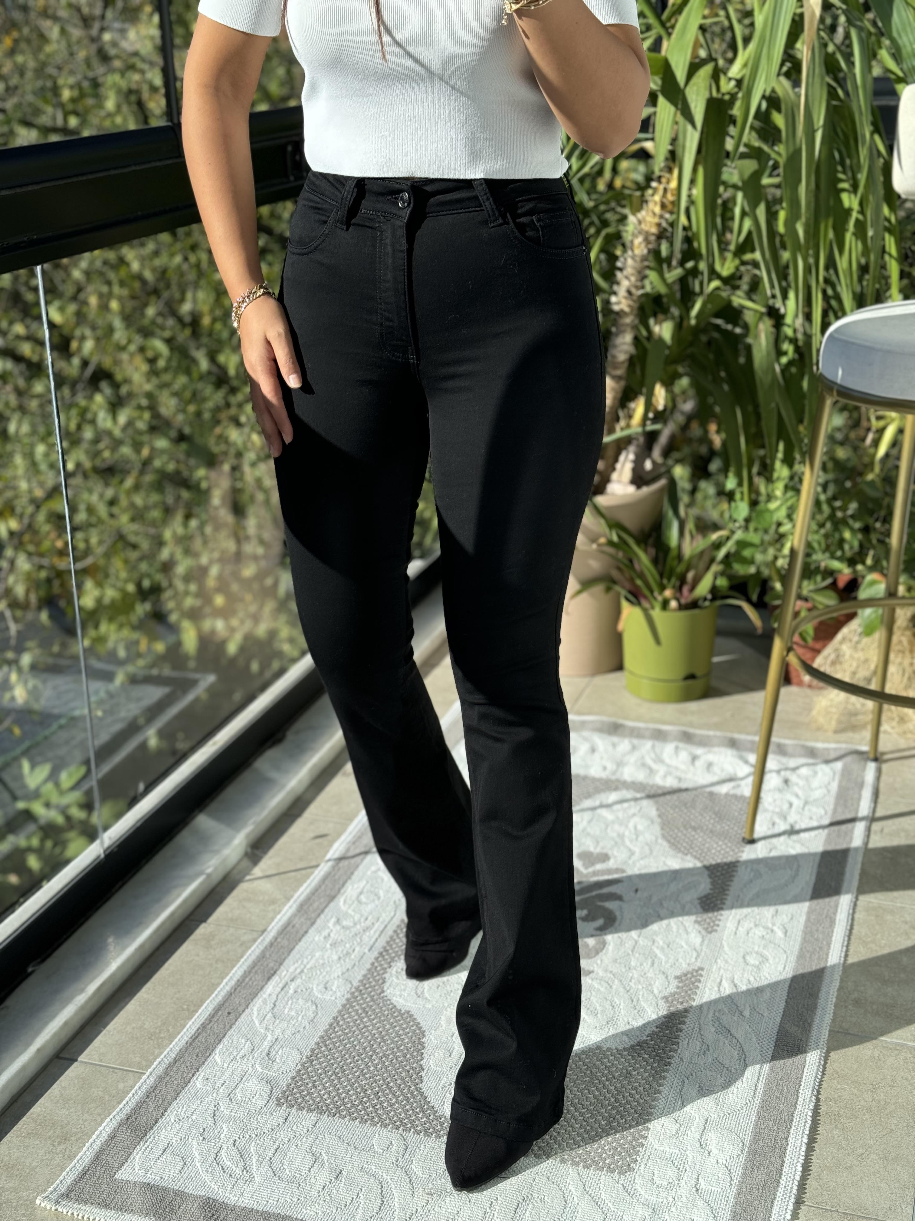 Siyah İspanyol Paça Jean