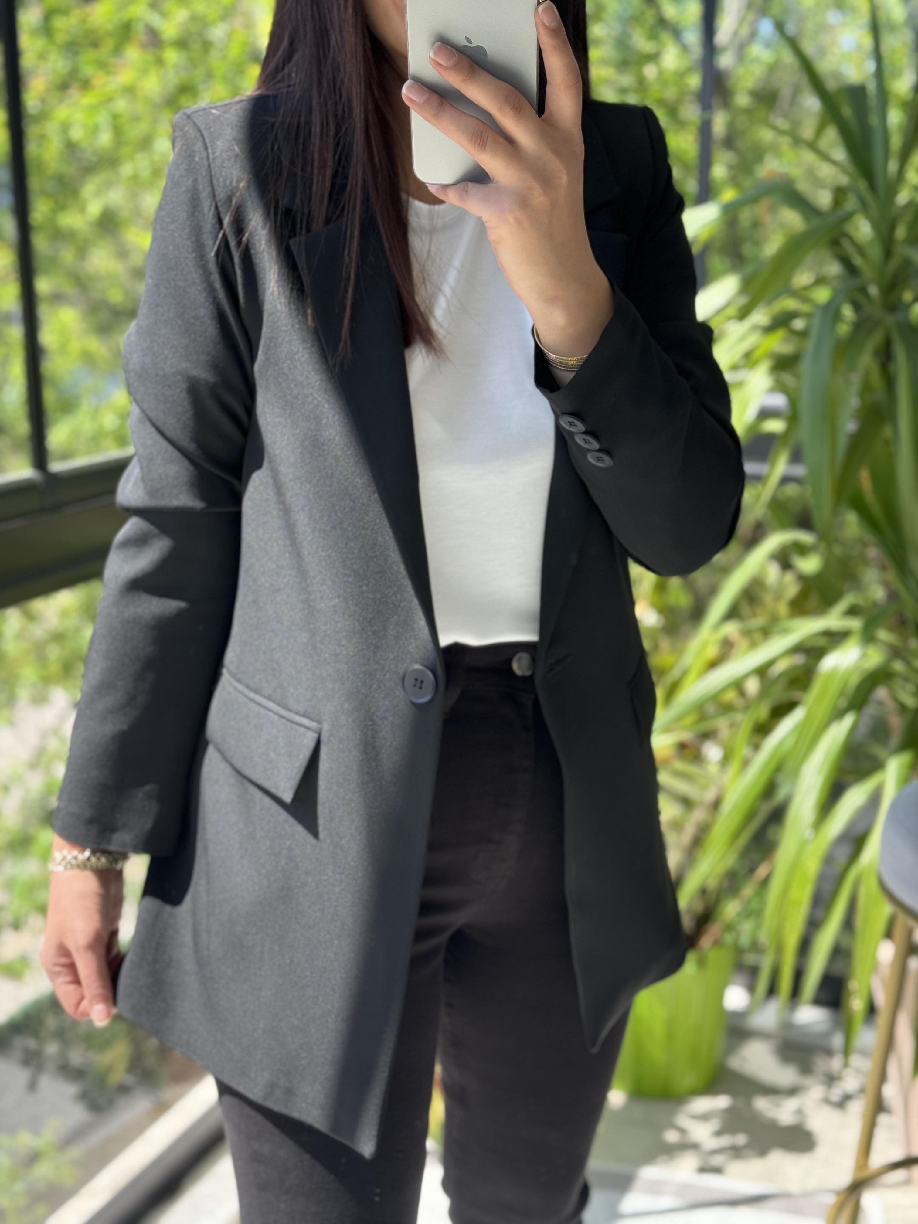 Siyah Tek Düğme Blazer Ceket
