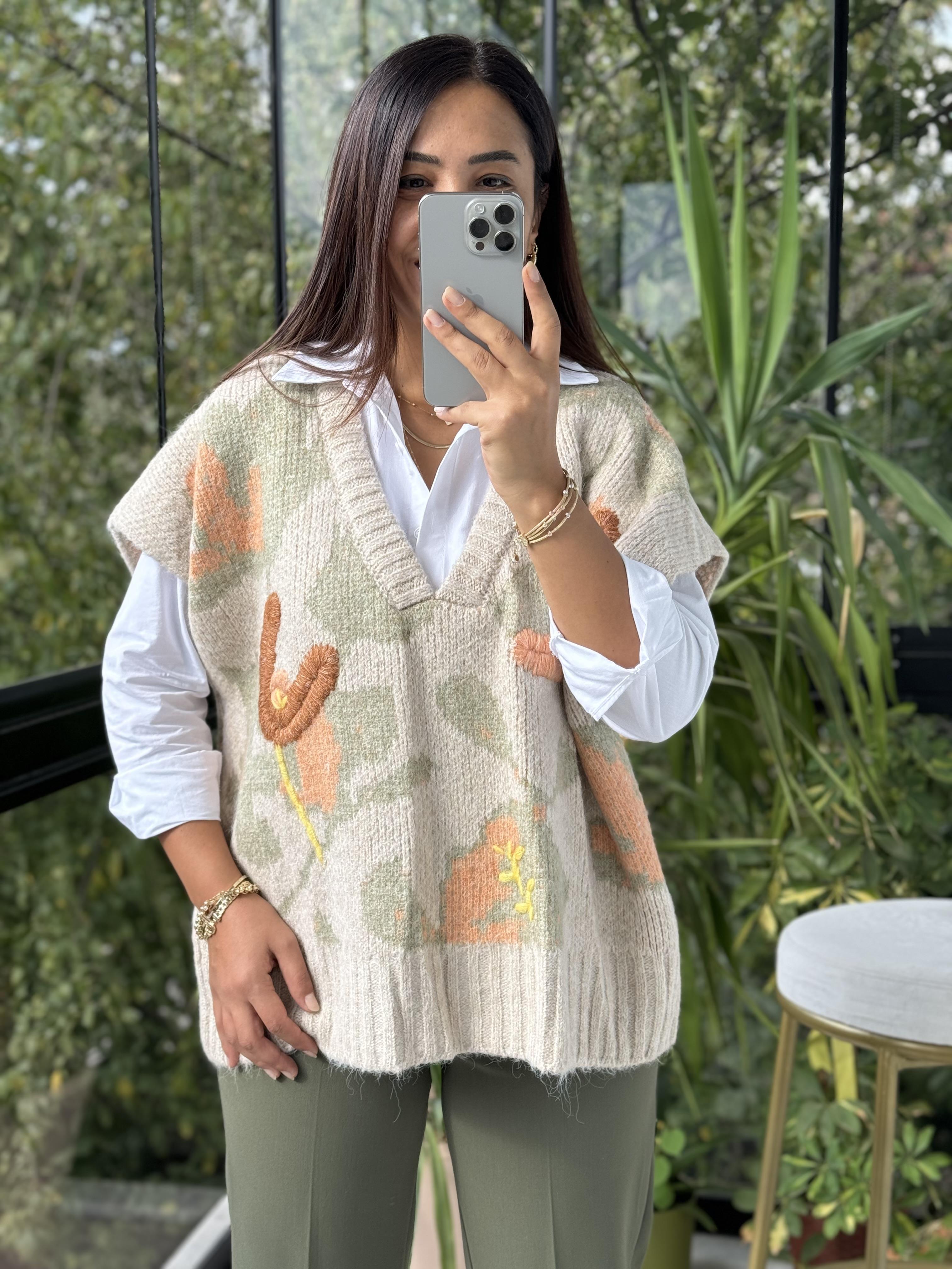 İşlemeli Tasarım Süveter Kiremit