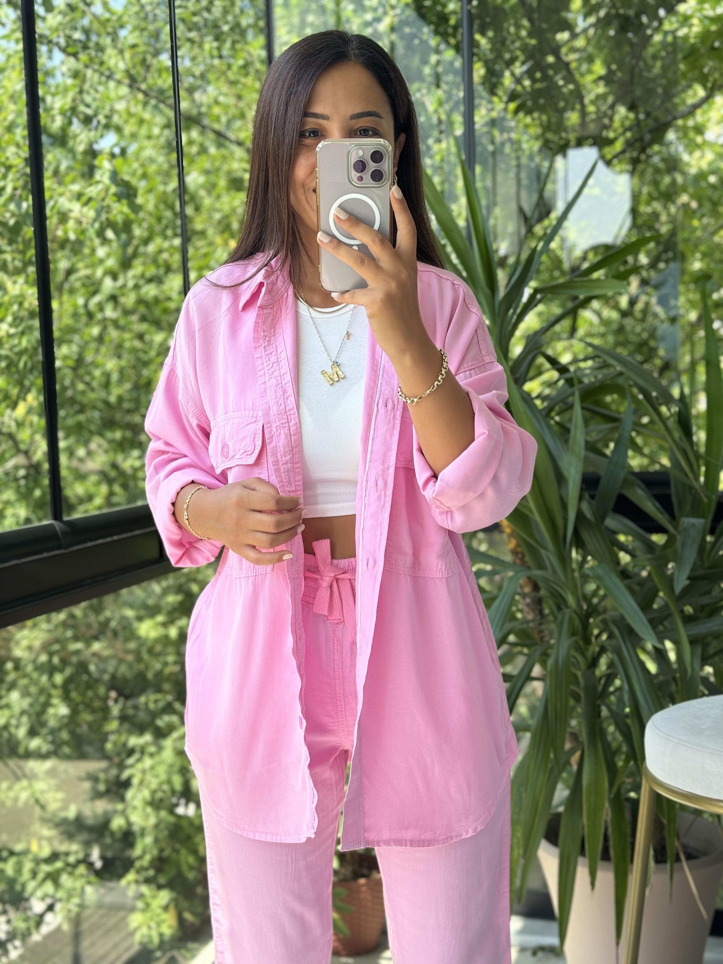 Tensel Kumaş Takım Pembe