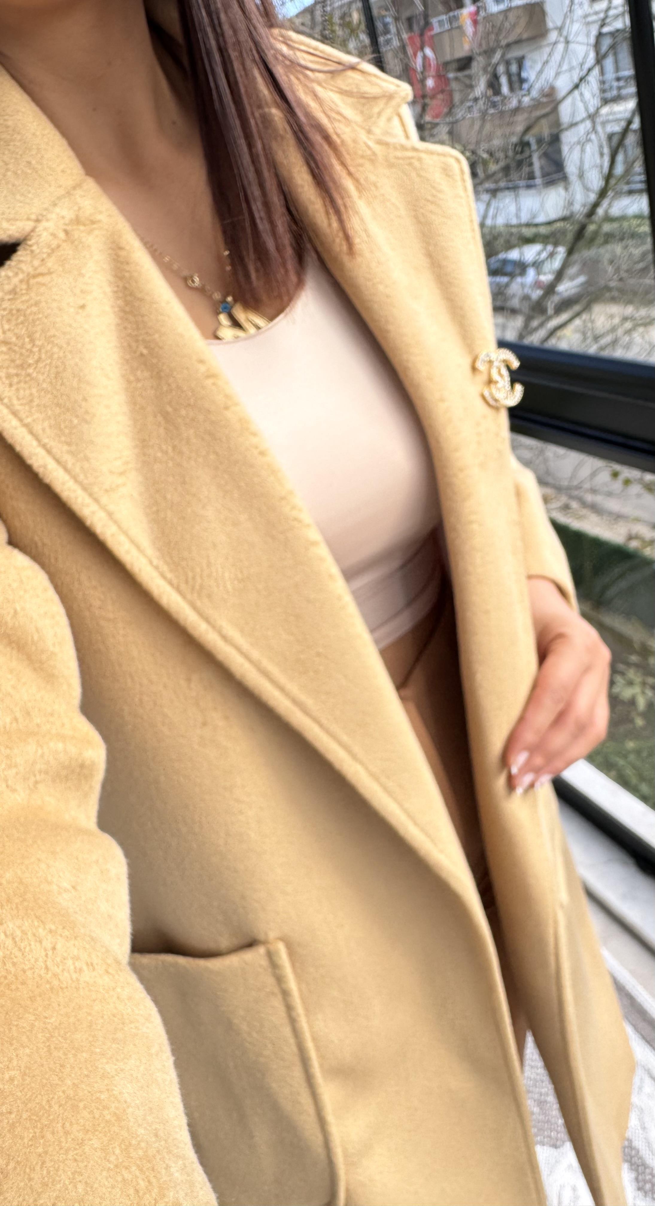 Torba Cep İthal Kumaş Blazer Ceket Kahve