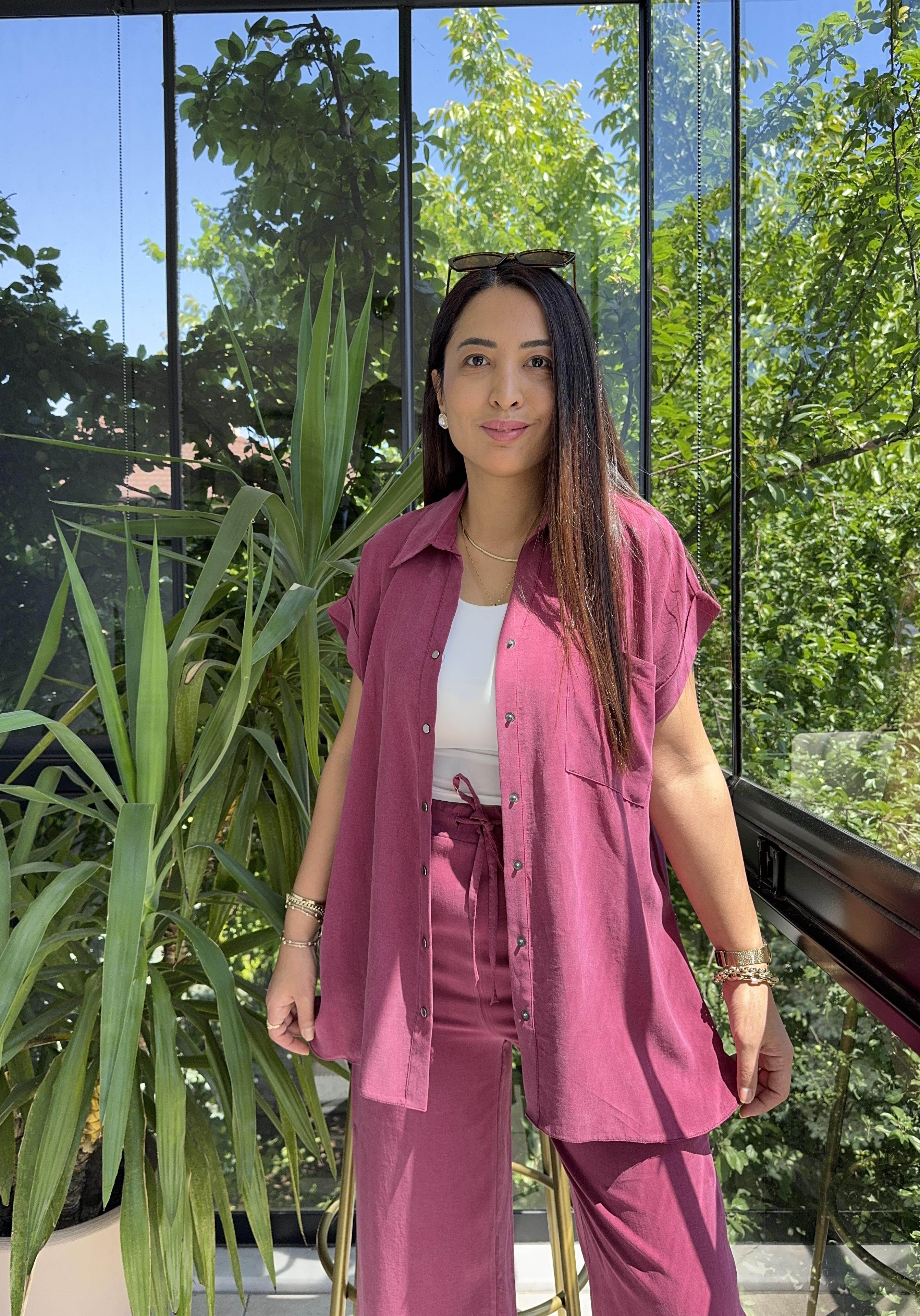 Yanları Çıtçıtlı Tensel Takım Mürdüm