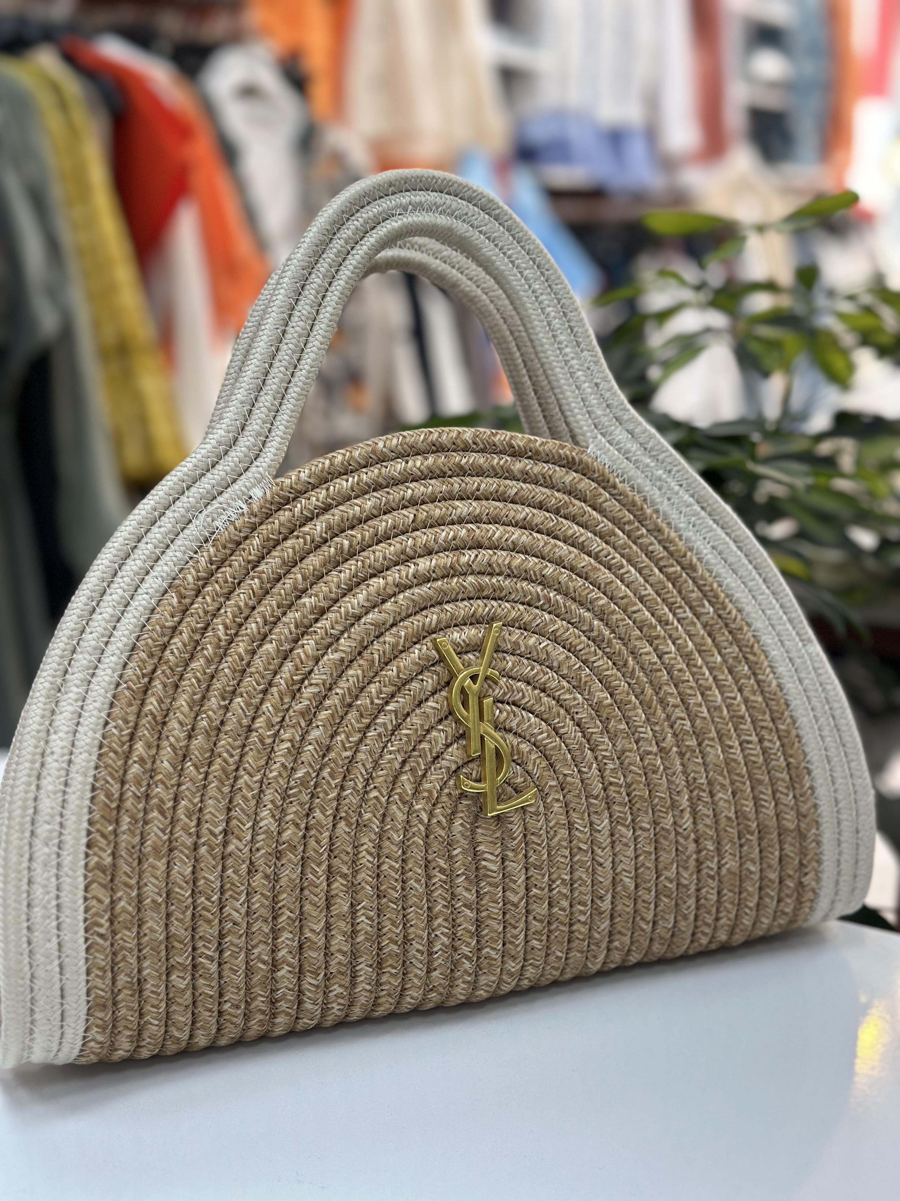 Ysl Hasır Çanta Ekru