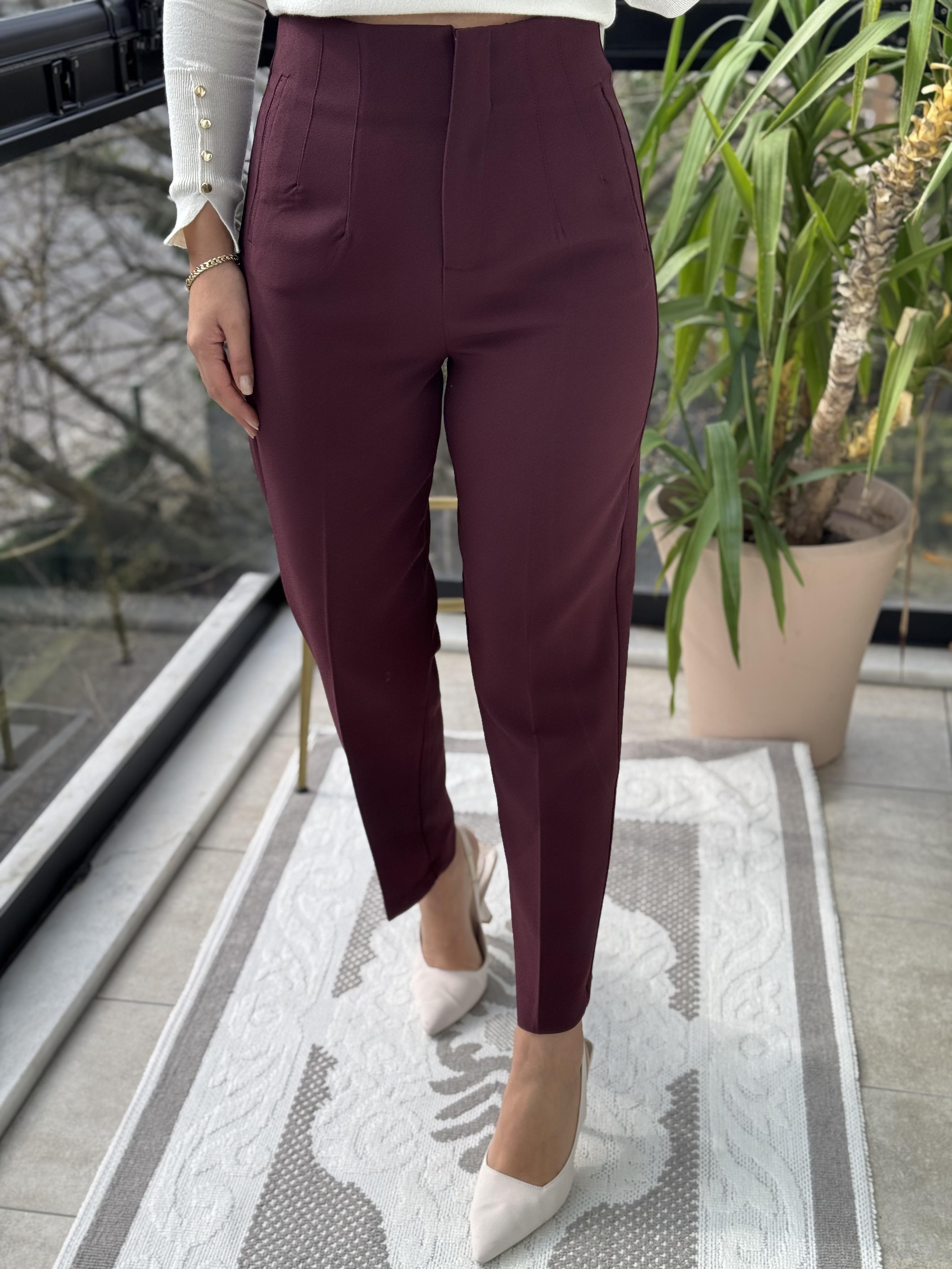 Zra Model Crep Kumaş Pantolon Mürdüm