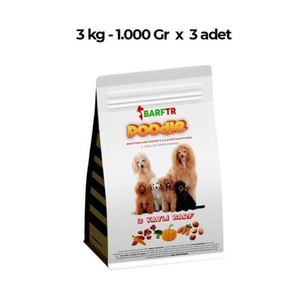 3 Katlı Barf Köpek Maması 3 Kg 1000 gr Tekli Ambalajlarda