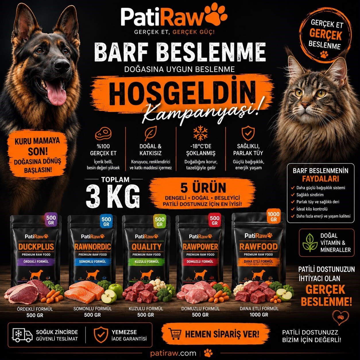 PatiRaw Hoş Geldin Tanışma Paketi (3 KG)