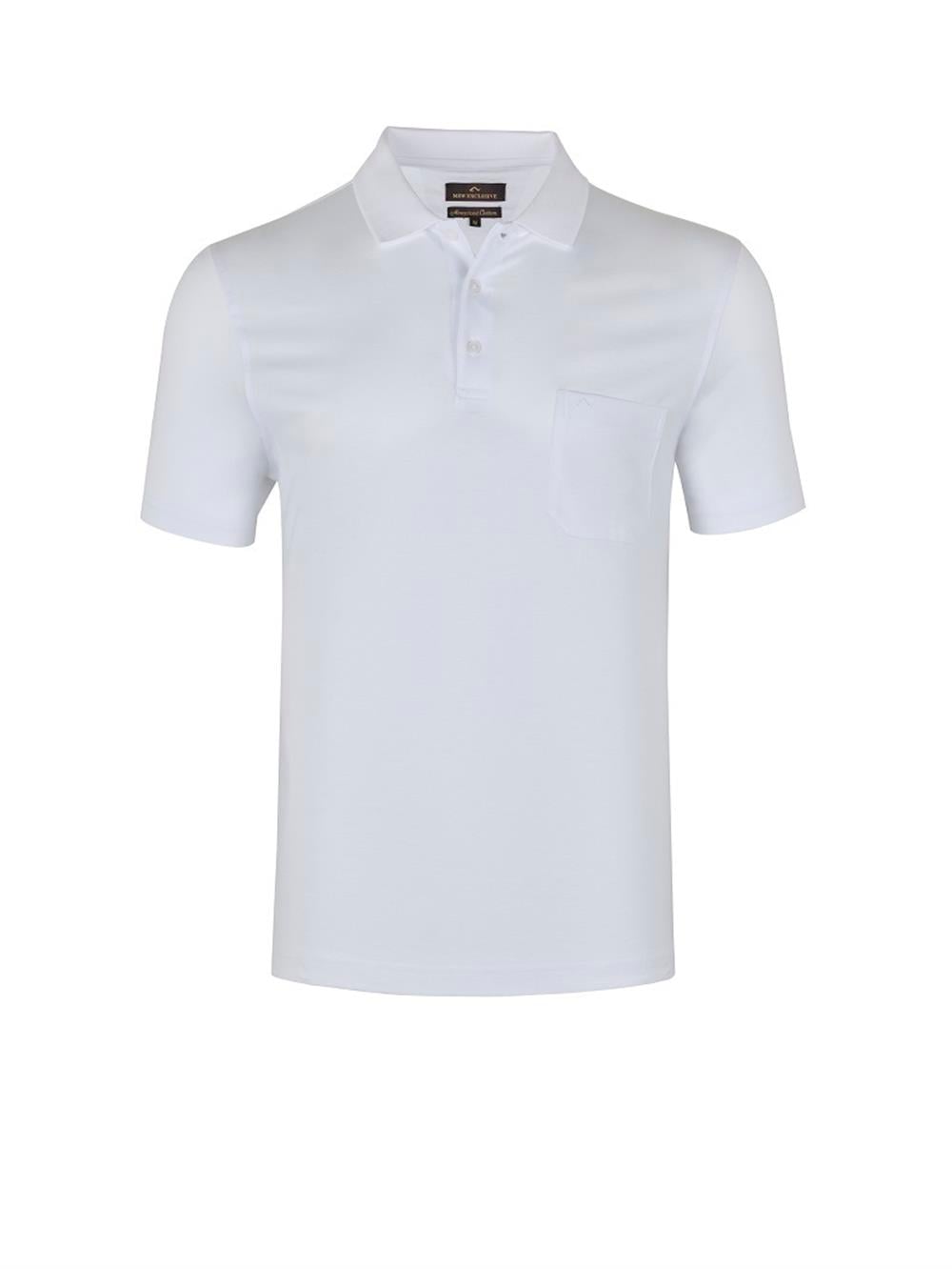 MSW Erkek Cepli Merserize Regular Fit Beyaz Polo Yaka T-shirt