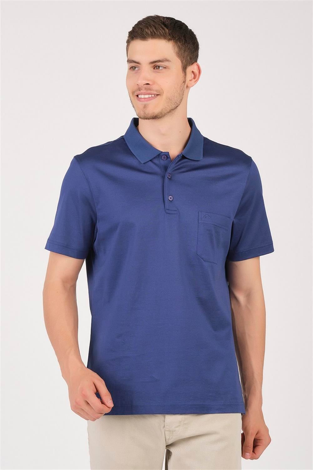 MSW Erkek Cepli Merserize Regular Fit Marin Polo Yaka T-shirt