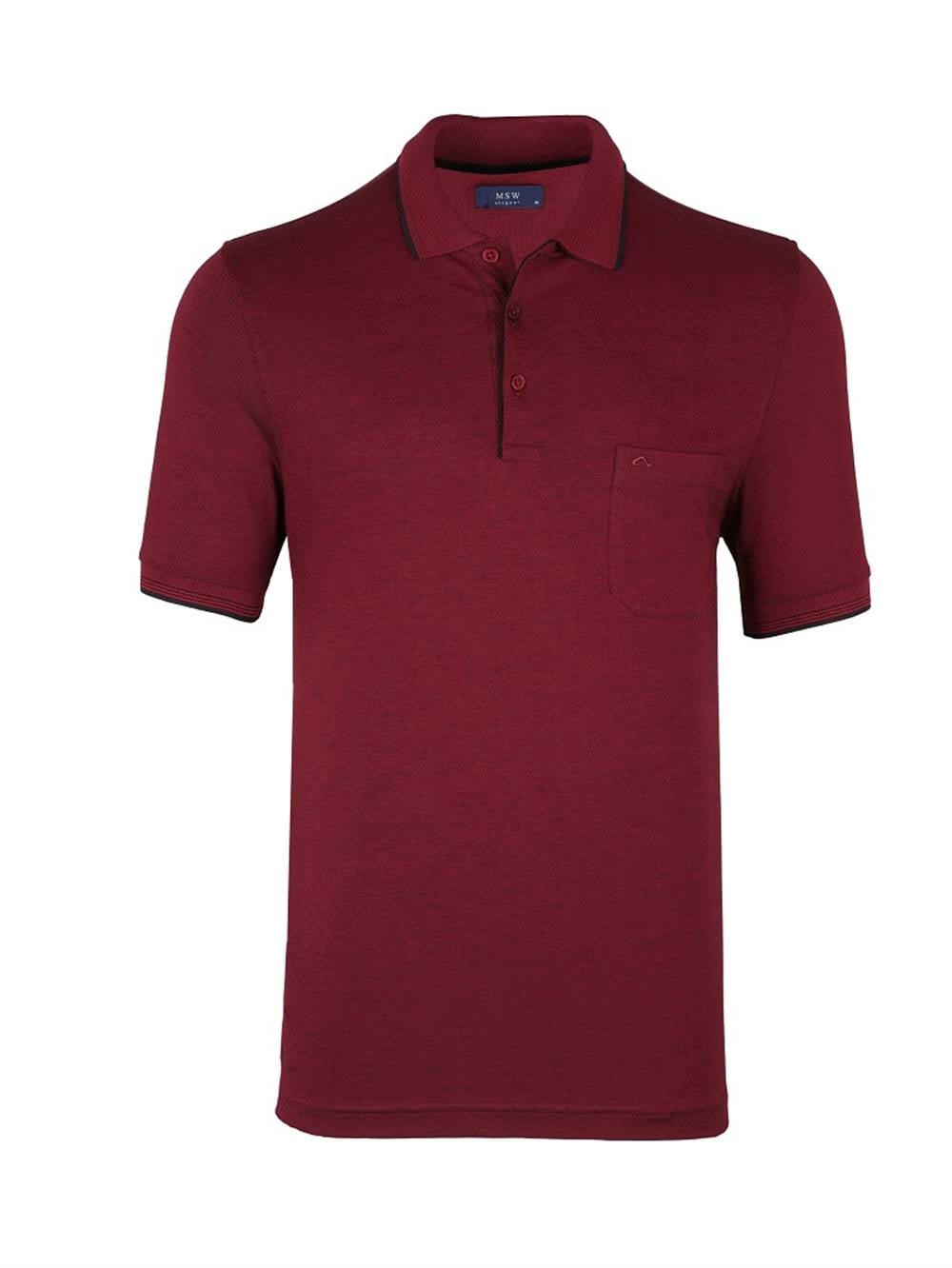 MSW Erkek Cepli Micro Regular Fit Bordo Polo Yaka T-shirt