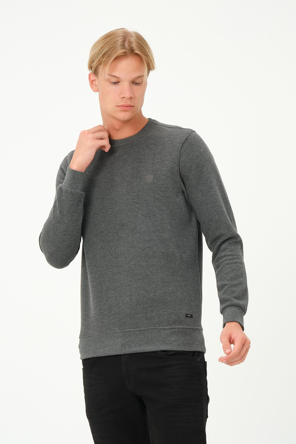 MSW Erkek Regular Fit Bisiklet Yaka Selanik Gri Sweatshirt