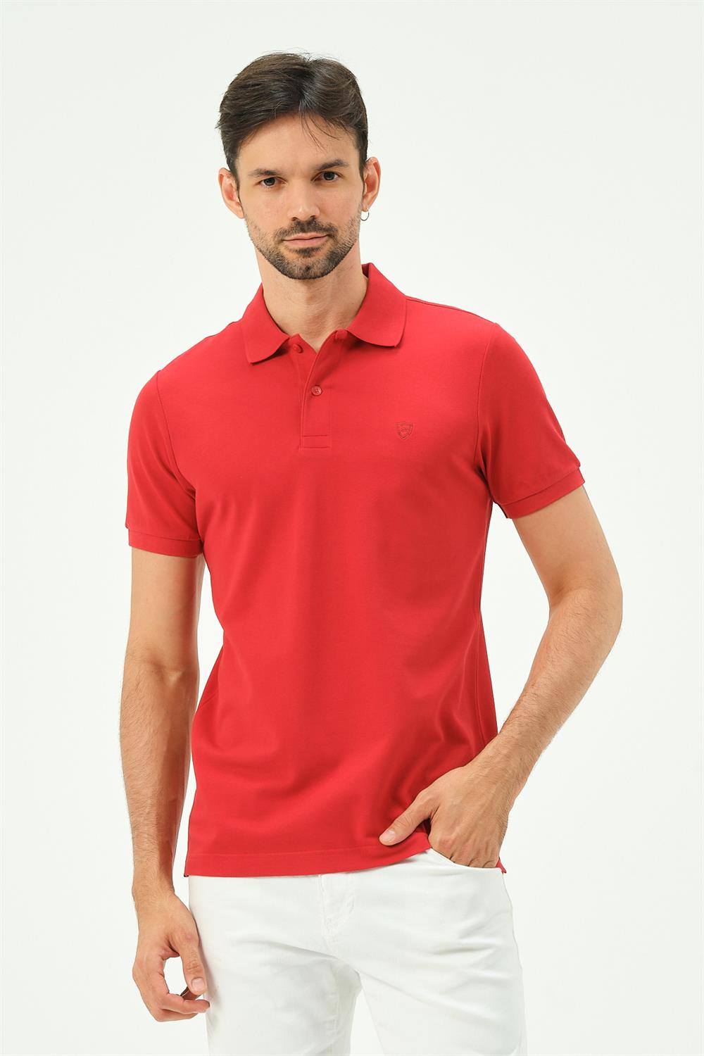 MSW Erkek Regular Fit Kırmızı Polo Yaka T-shirt