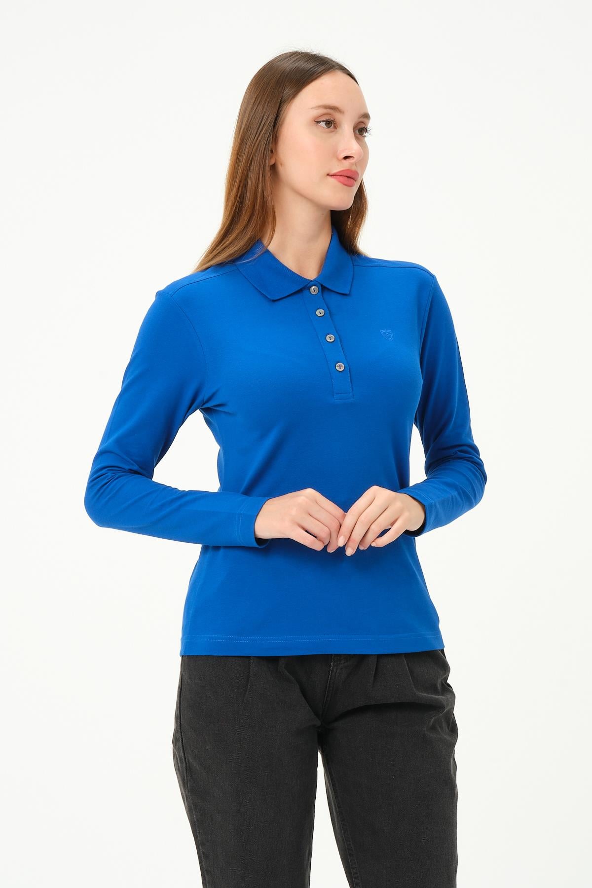 MSW Kadın Regular Fit Uzun Kollu Sax Polo