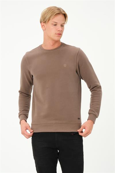 MSW Erkek Regular Fit Bisiklet Yaka Selanik Vizon Sweatshirt