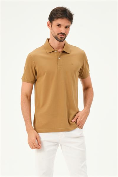 MSW Erkek Regular Fit Camel Polo Yaka T-shirt