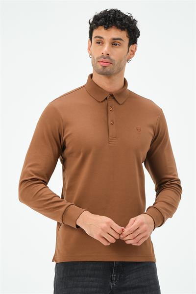 MSW Erkek Uzun Kollu İnterlok Regular Fit Kahve Polo 